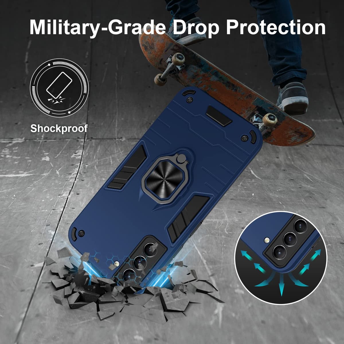 Funda para CMF Phone 2 Pro, Carcasa Antigolpes con Soporte anular metálico, Case Protectora de Grado Militar, Negro — view 294