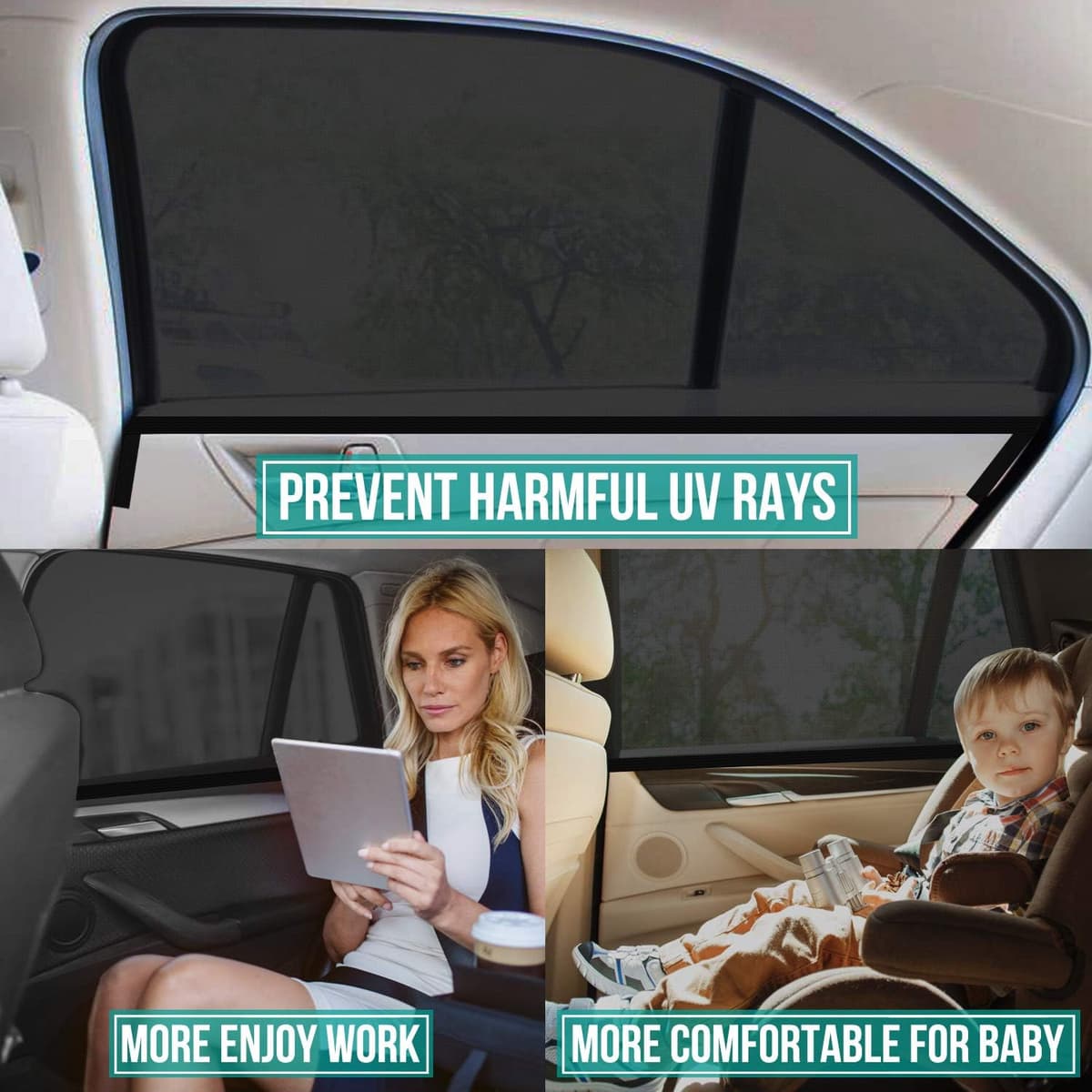 WIN.MAX Parasol de Coche, Parasol Coche Bebe, para Niños y Mascotas, Doble Tejido para Máxima Protección contra Rayos UVA, Fácil instalación, Pack de 2 Unidades (XL) — view 4