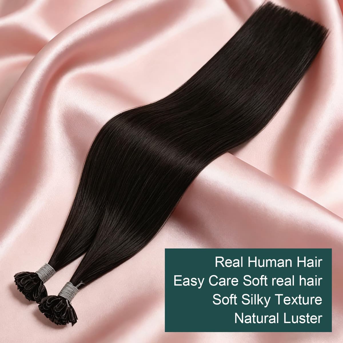 Easyouth U Tip Hair Extensions Brown Keratin Tip Hair Extensions Real Human Hair Darkest Brown Keratin Hair Extension Human Hair with Natural Texture 18Inch 50G 1G/S — view 4