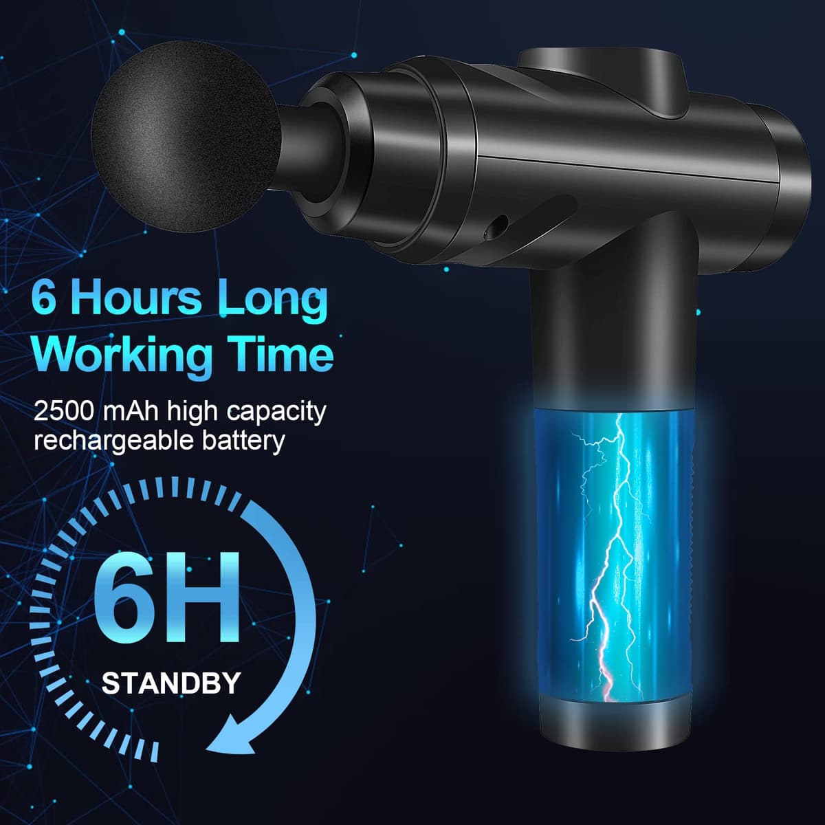 Pistola de Masaje Muscular, Masajeador Profesional con 30 Velocidades para Masaje Profundo, Pantalla Táctil LCD y 10 Cabezales para Espalda, Hombros, Piernas, Regalo para Hombre y Mujer (Negro) — view 2