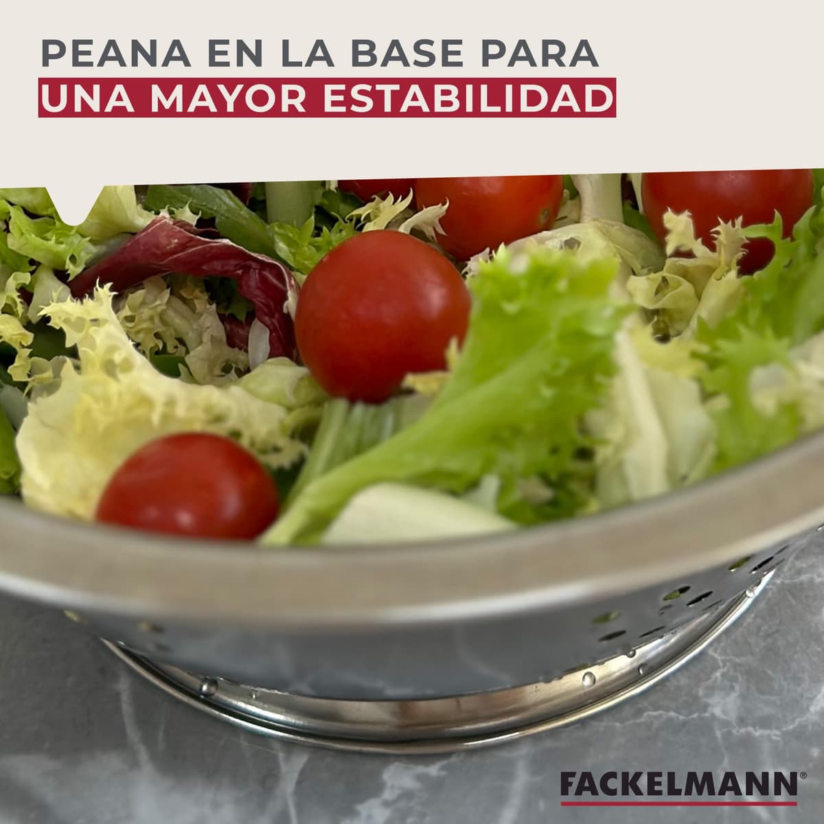 Fackelmann Colador de Cocina y Escurridor en Acero Inoxidable, Colador con Asas y Peana Estable, Idóneo para Escurrir Ensalada, Pasta, Arroz, Legumbres y Verduras, 24cm, 1 ud. — view 9