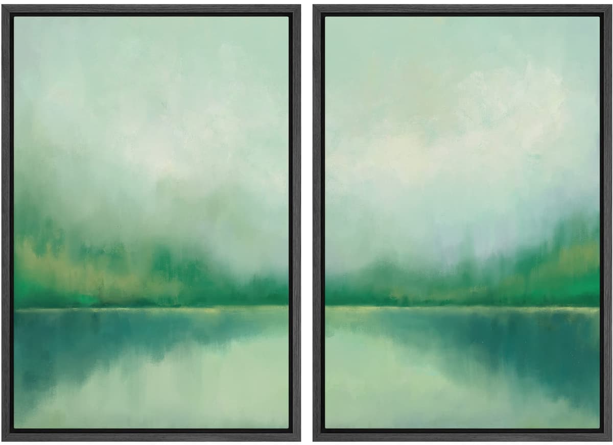 MUDECOR Framed Canvas Print Wall Art Set Watercolor Pastel Duotone Tan Landscape Abstract Shapes Illustrations Modern Art Decorative Contemporary for Living Room, Bedroom, Office - 24"x36"x2 Natural — view 95