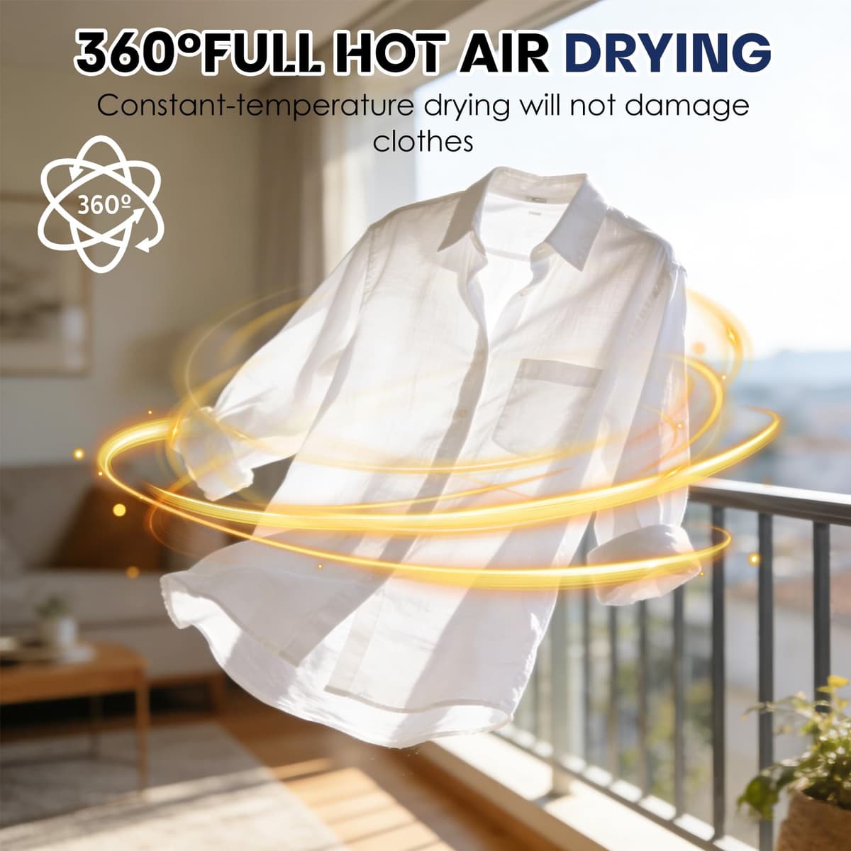 Heated Clothes Airer, 900W Portable Electric Clothes Dryer Indoor, 12kg 2-Tier Circulates Hot Air Airer Machine for Quick Drying, Energy Efficient Indoor Drying for Household — view 4
