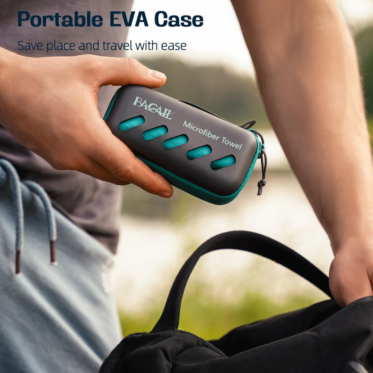 BAGAIL Toallas de Viaje de Microfibra, Toallas de Campamento, Toallas de baño y Toallas de Playa, Secado rápido - Súper absorción de Agua - Súper Compacto, Muy Adecuado para el Deporte y el Fitness — view 3