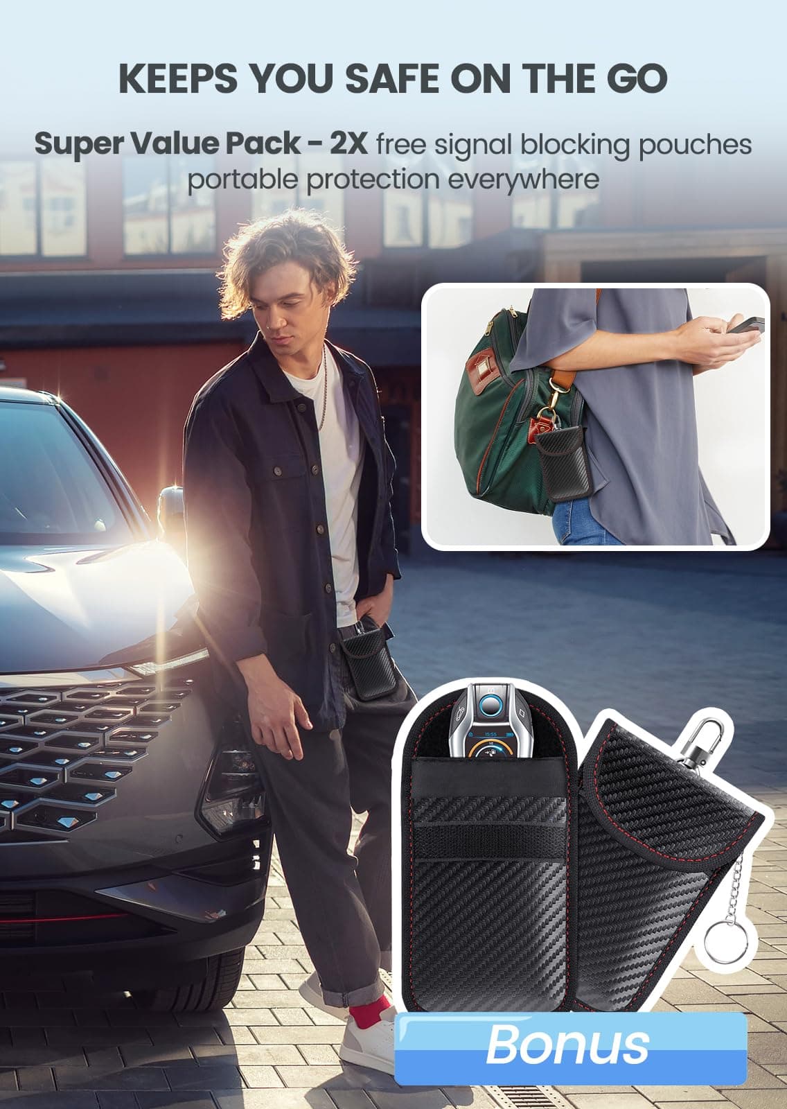 Samfolk Faraday Box and Pouch 2 Pack, Keyless Entry Car Key Safe Protector,Anti-Theft Signal Blocking Cages — view 6