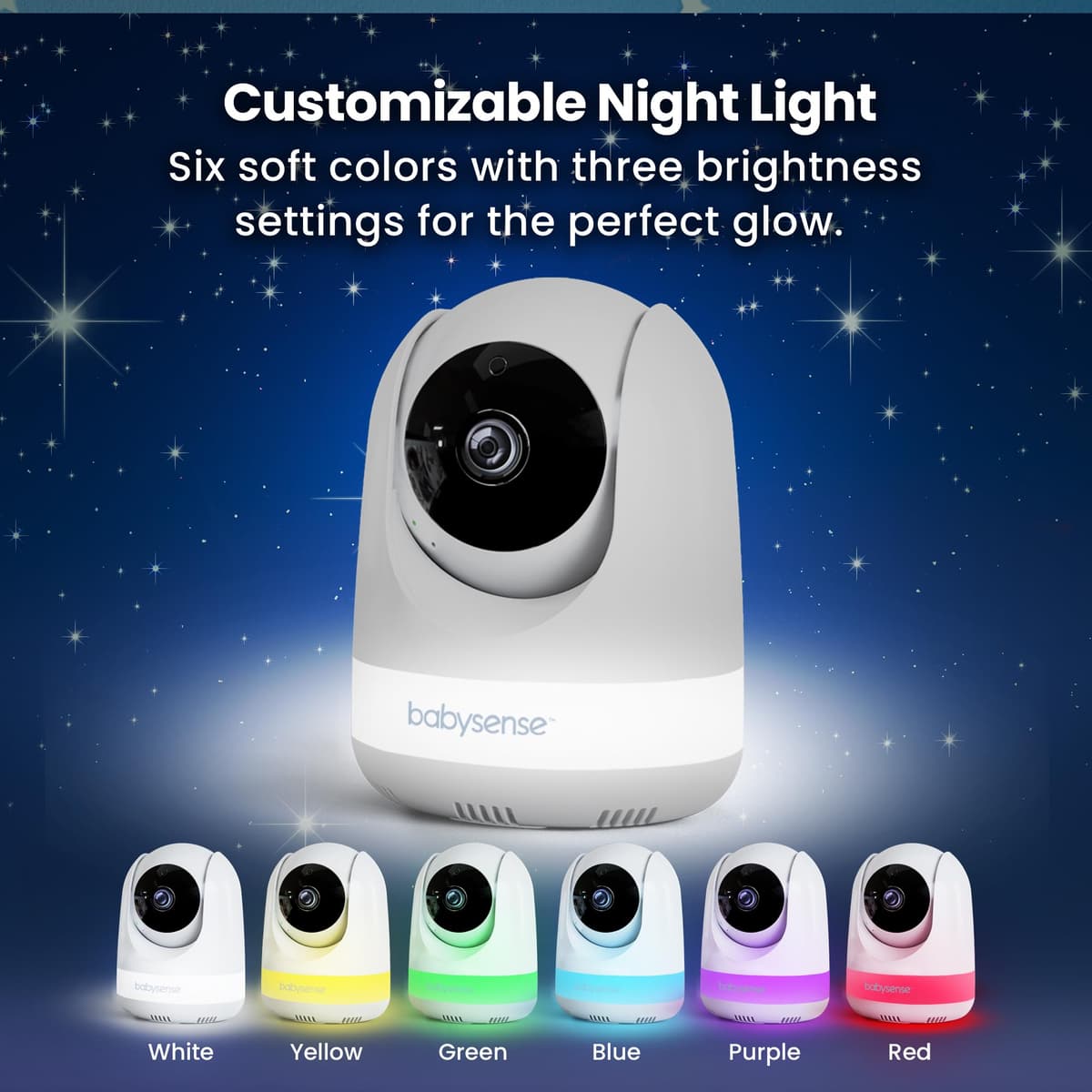 Babysense Full HD Split-Screen Baby Monitor with 2 PTZ Cameras, Two-Way Talk, 6-Color Night Light, 5000mAh Battery, Long Range, 4x Zoom, and Crystal-Clear Audio — view 3