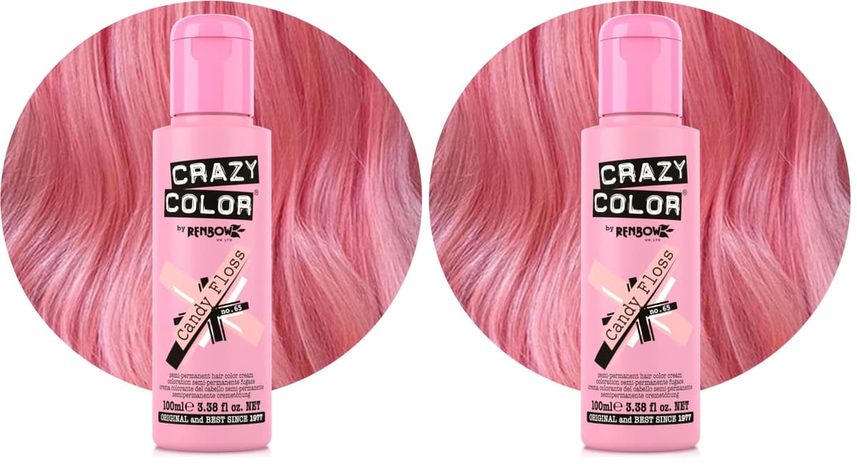 Crazy Color Vibrant Candy Floss Semi-Permanent Hair Dye. Highly Pigmented Pastel Pink Conditioning & Oil Nourishing Vegan Formula | No Bleach or Ammonia | 100ml — view 34