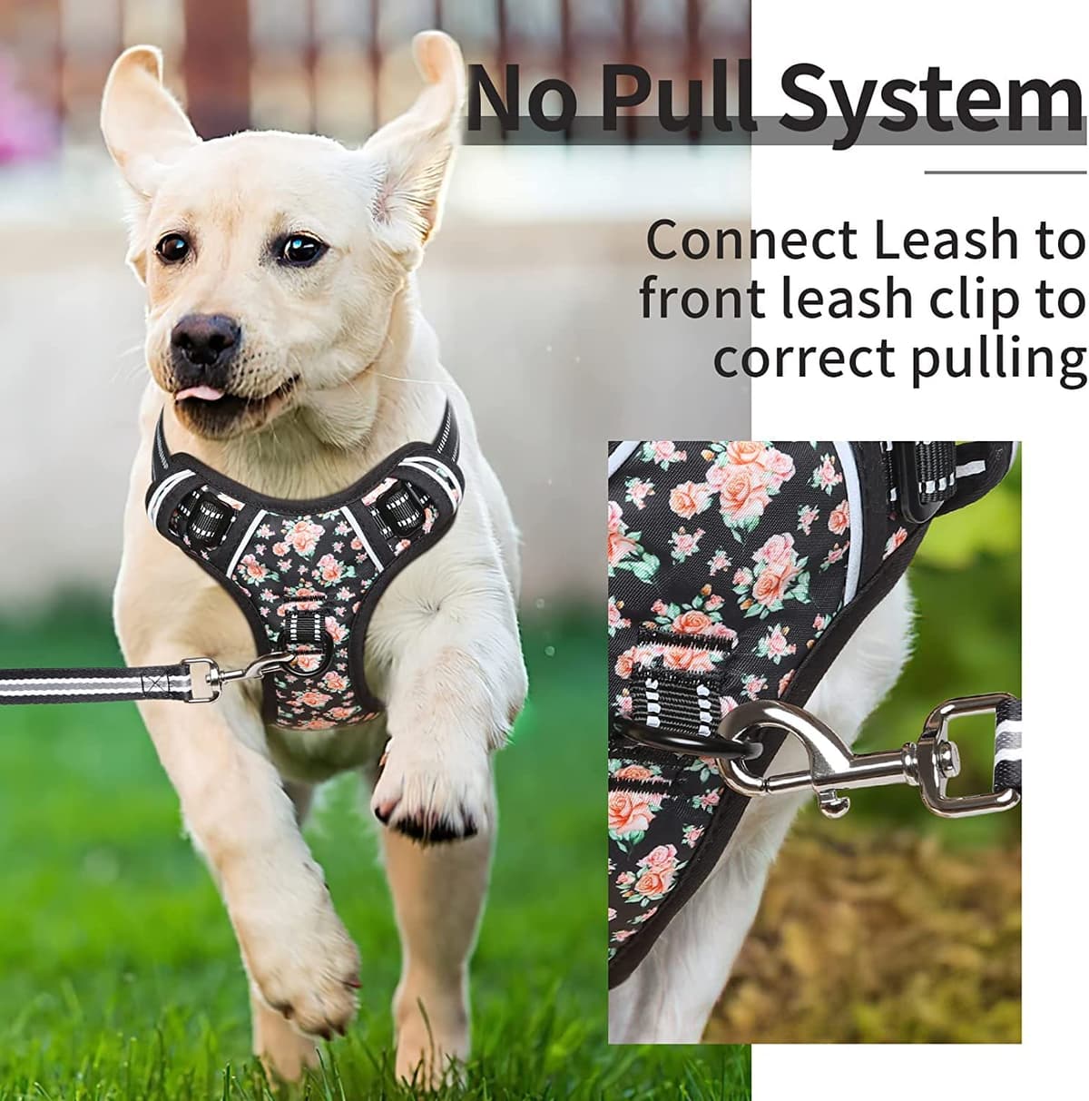 HEELE Dog Harness Medium No Pull Dog Vest Harness with Soft Handle Reflective Pet Harness for Outdoor Training Walking, Black, M — view 183