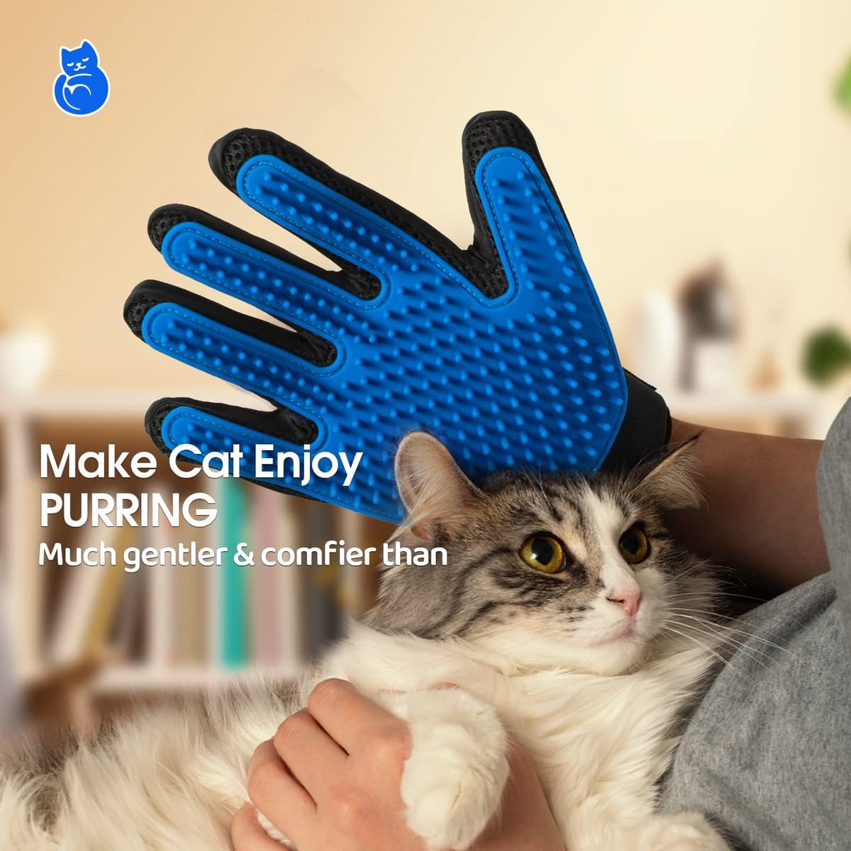 Guante de cepillado para mascotas, guante que elimina el pelaje de forma suave, herramienta de masaje con diseño de cinco dedos, perfectos para perros y gatos de pelo largo y corto — view 3