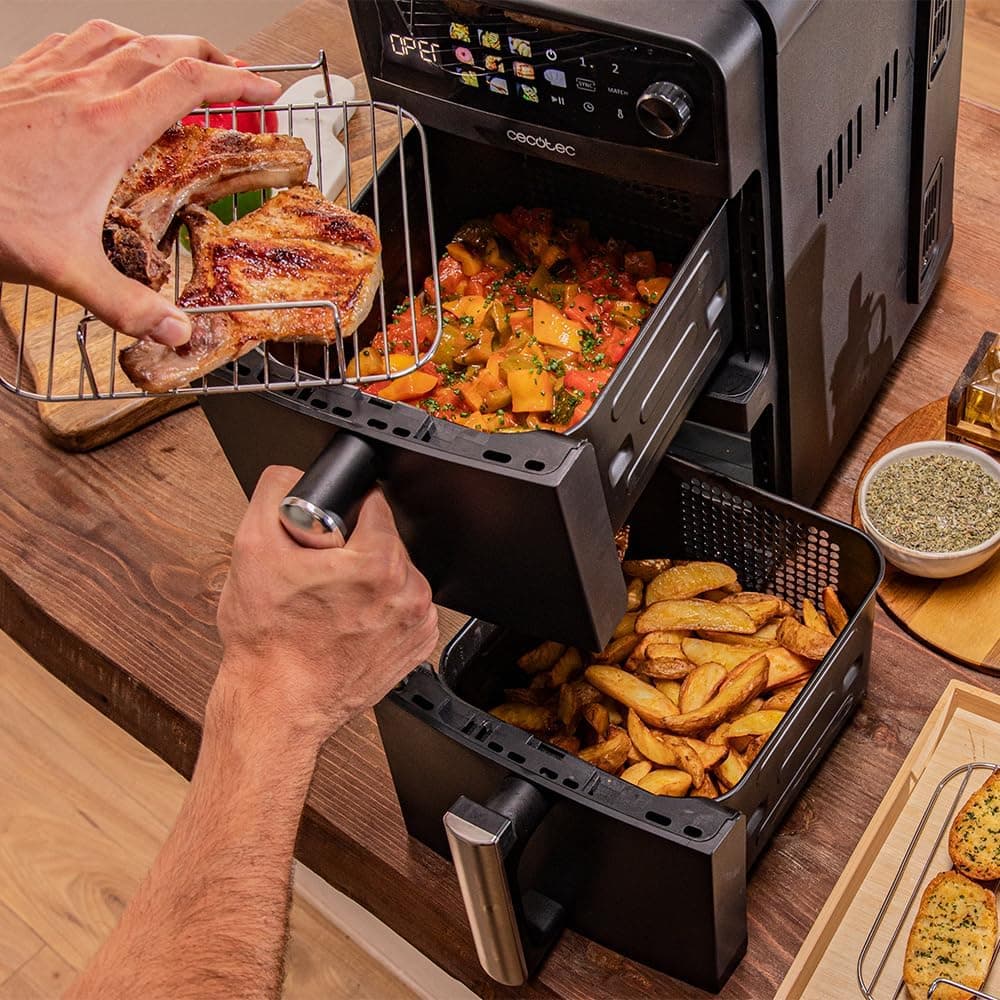 Cecotec Freidora de Aire de 10L con Cubetas Superpuestas Cecofry DuoLevel 10000. 2400W, Cubetas de 5L, Control Táctil, 6 Programas Preconfigurados para una Cocción Rápida y Saludable 10L | DuoLevel 10000 | 2 Cubetas 5L — view 4