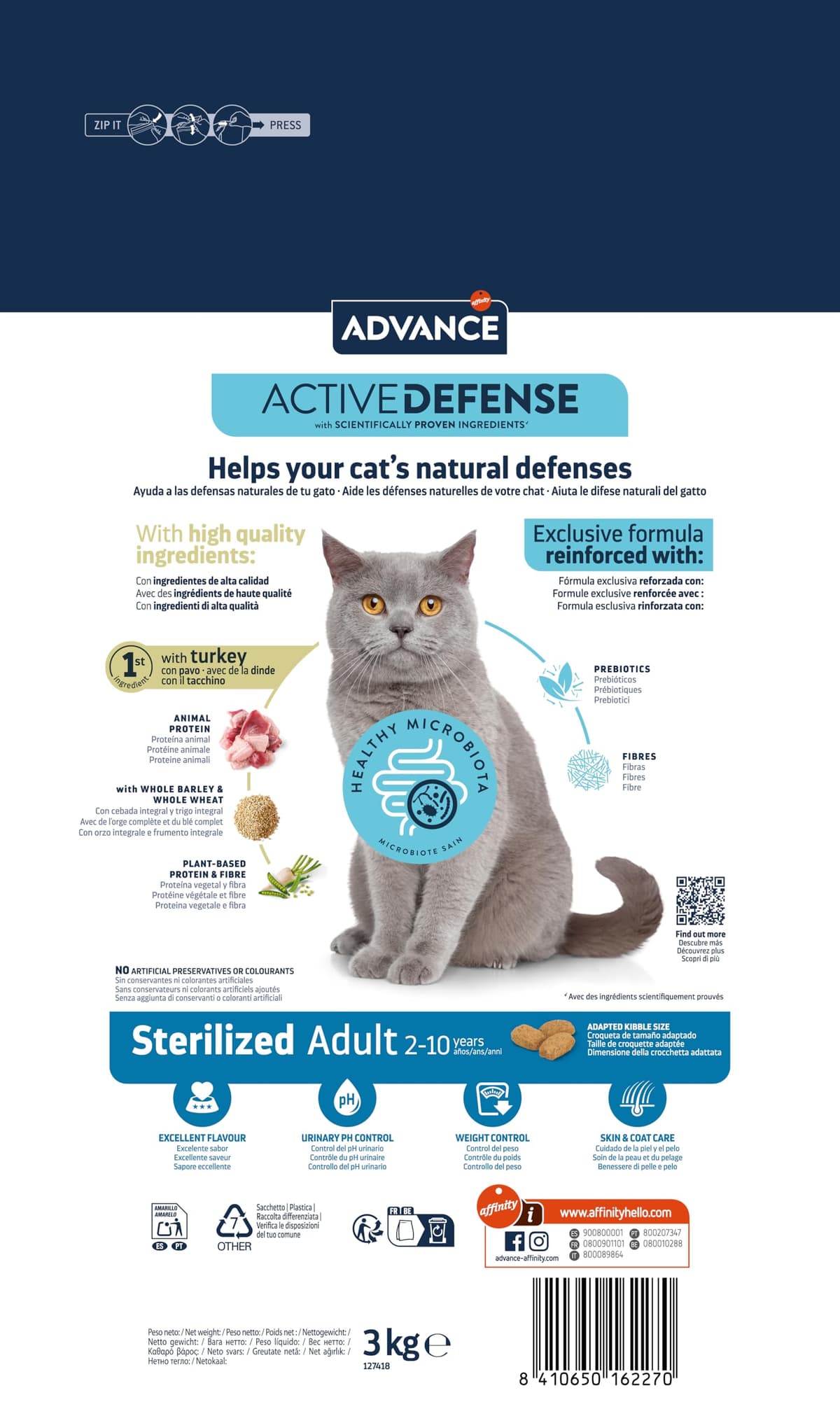 Advance Cat Adult Sterilized, Pienso para Gatos Adultos Esterilizados con Pavo, 3kg — view 3