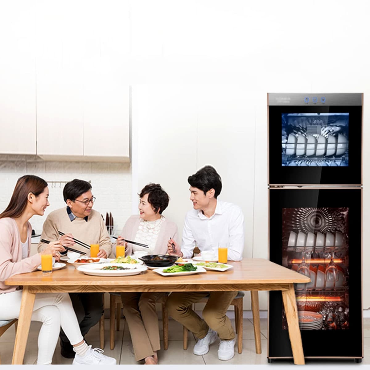 Upright Sterilizing Cabinet, Stainless Steel Disinfection Cabinet for Tableware and Dishes - 168L/198L Capacity — view 2