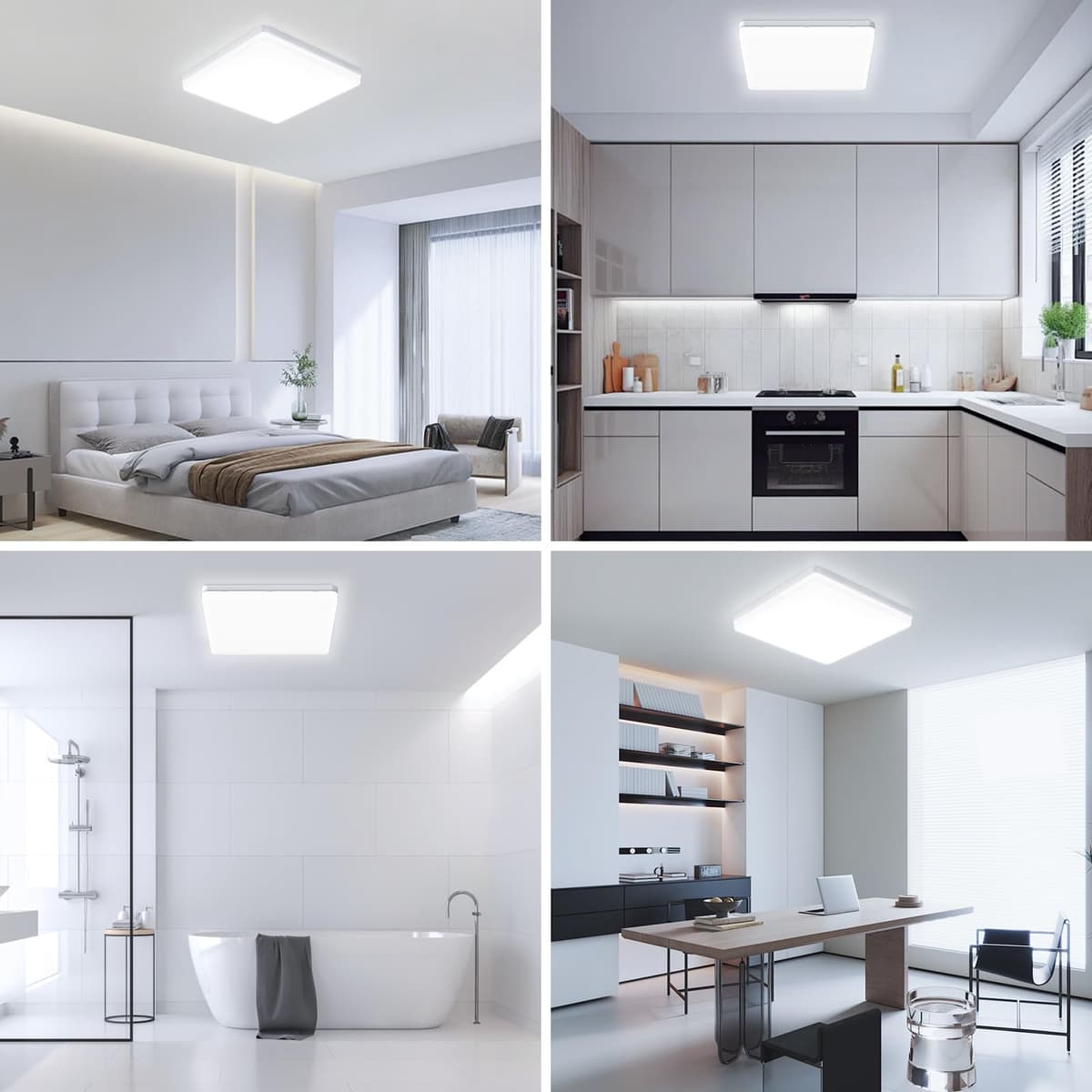 EASY EAGLE LED Lámpara de Techo 48W 4800LM Moderna Cuadrada Plafón Luz Led 6500K Lámpara Panel IP44 Impermeable para Baño Sala Dormitorio Cocina Oficina Comedor Ø30CM — view 8