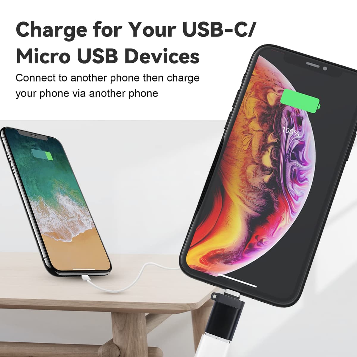 Adaptador USB C a USB 3.0, Adaptador USB C Hembra a USB Macho, Adaptador USB C a Micro USB, Adaptador Micro USB (Hembra) a USB C (Macho) con Cordón (4 Pack) para MacBook Pro, Samsung, PC — view 6