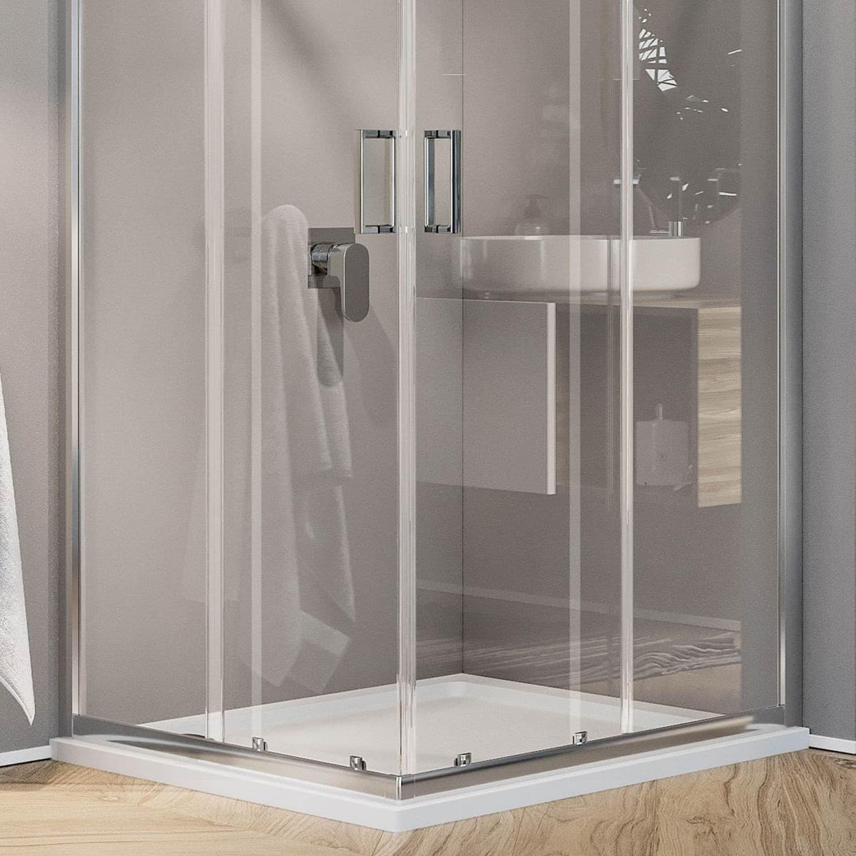 Idralite Box Mampara de Ducha Cuadrado 70x70 H185 Transparente 6mm Mod. Ready — view 4