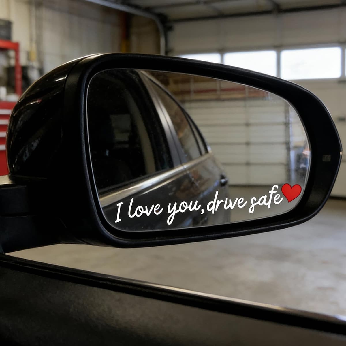 3 PCS I Love You Drive Safe Mirror Stickers Rear View Mirror Sticker Heart Car Window Decals with Red Heart - Christmas Mother's Day Valentines Day Gifts for Family/Her/Him (White)