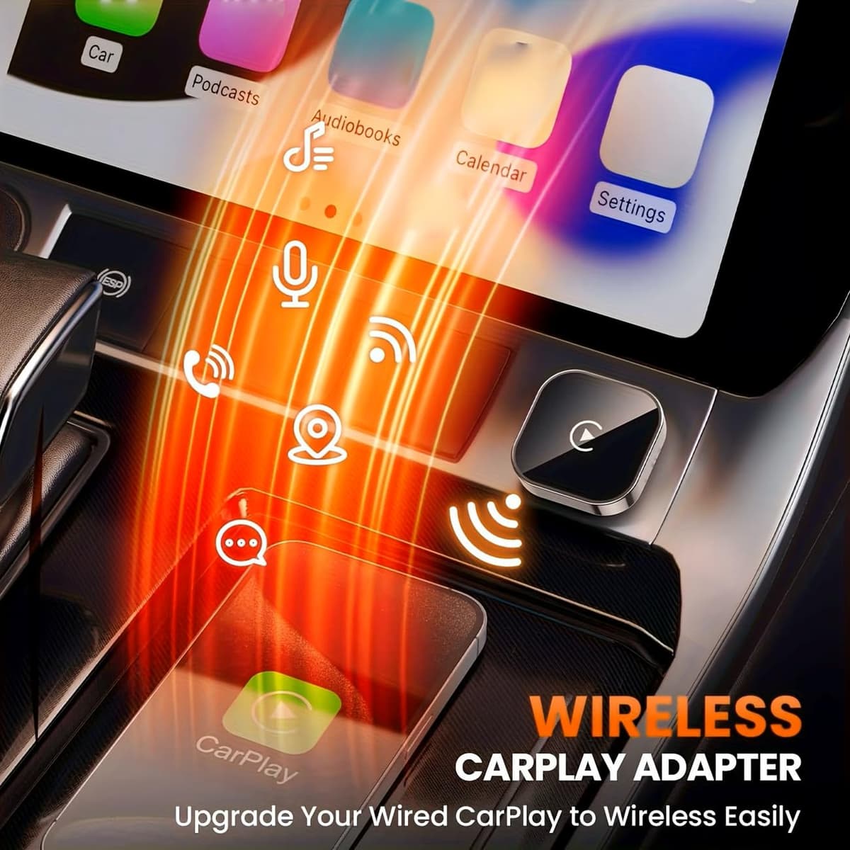 2026 Upgraded Wireless CarPlay Adapter, Plug and Play Auto-Connect Converter, Suitable for cars with carplay, Compatible with iPhone iOS 10+ & Android Auto 11+, Bluetooth — view 3