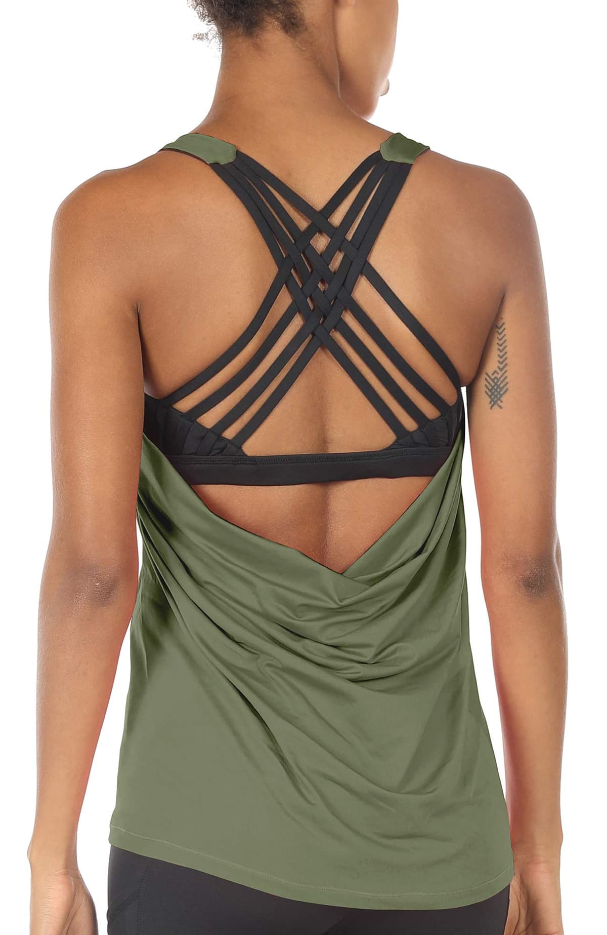 icyzone Camisetas de Yoga para Mujer con Brasier Integrado para Entrenamiento, Gimnasio, Chaleco Deportivo — view 12