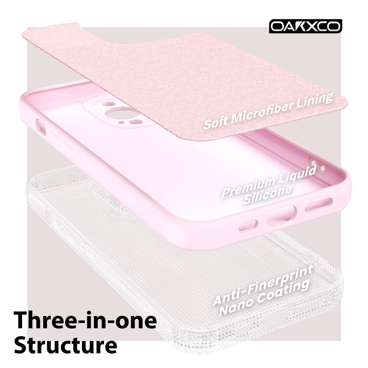 oakxco for iPhone 17 Pro Max Phone Case Liquid Silicone, Cute Thin Slim Grip Soft Rubber Gel for Women Men, Smooth Matte TPU Plain Solid Color Girly Simple Case with Camera Cover, Light Pink — view 1332