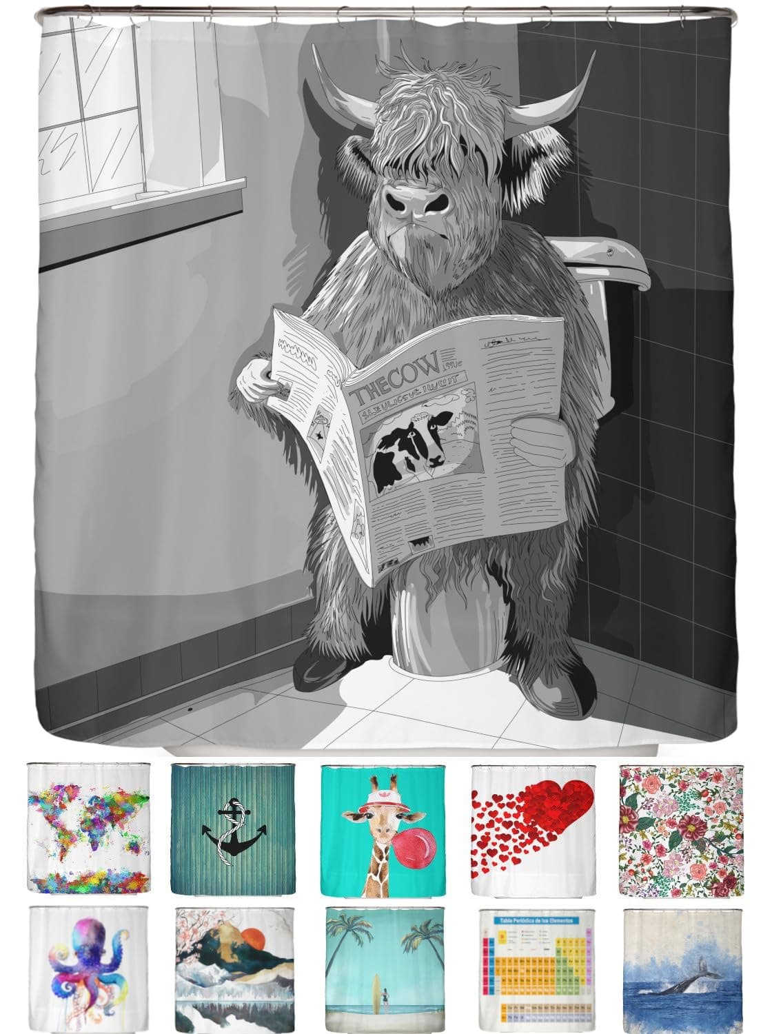 arteneur® - Cortina de Ducha 180x200 - Cortina de Baño Antimoho de Tela, Impermeable, Lavable y Opaco con Dobladillo Ponderado y Anillas (Tabla Periódica Española) — view 160