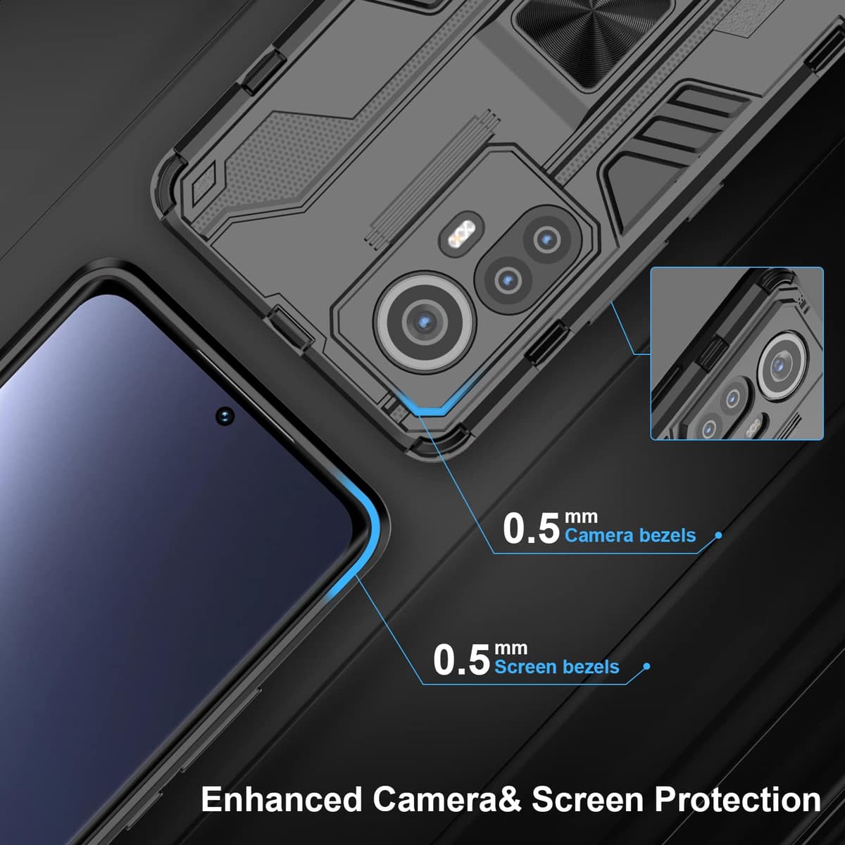Funda para CMF Phone 2 Pro, Carcasa Antigolpes con Soporte anular metálico, Case Protectora de Grado Militar, Negro — view 797