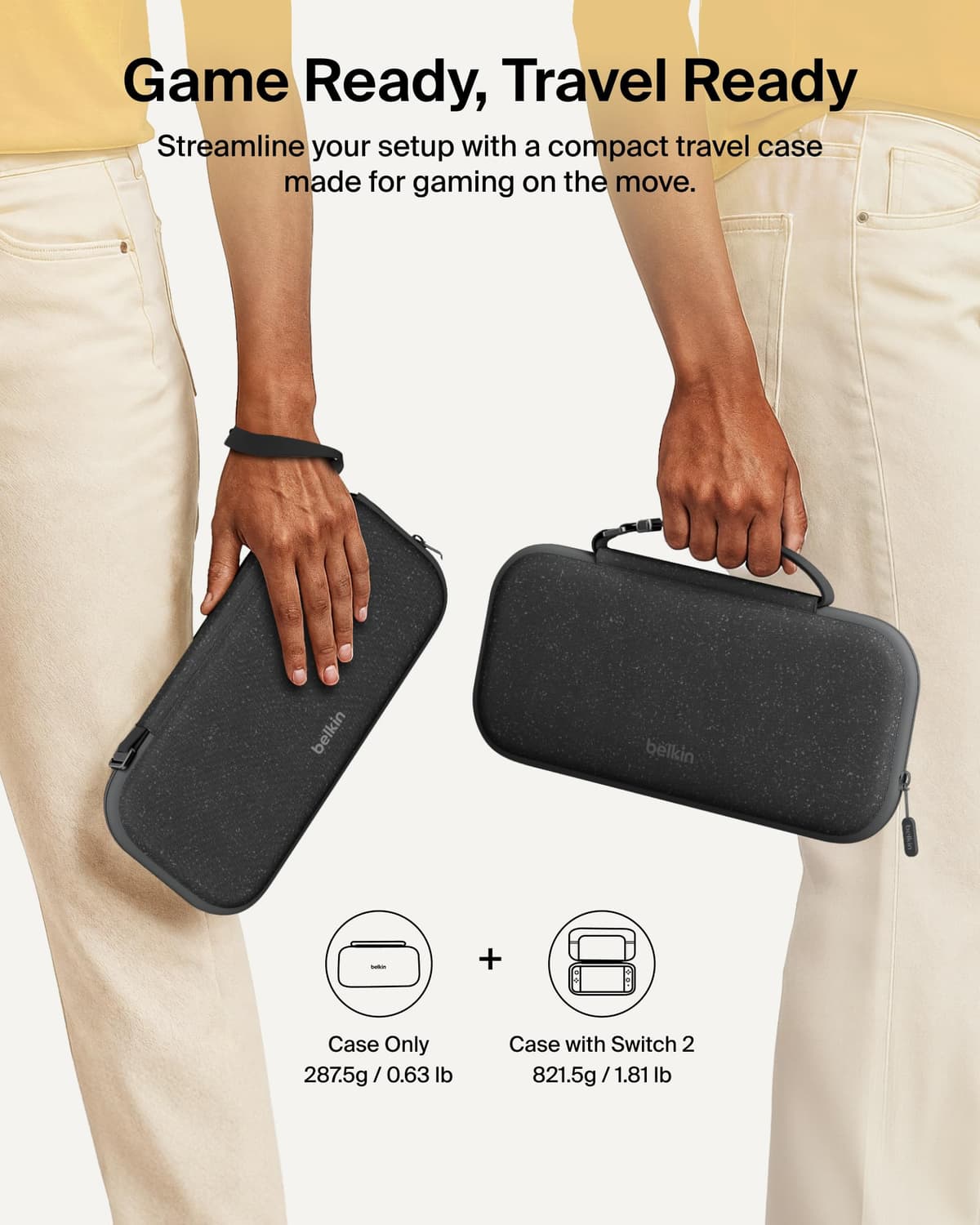 Belkin Gaming Nintendo Switch 2 Case Travel Bag with AirTag Holder & Game Card Storage Pocket - Portable Lightweight Carrying Case with Hard Shell & Soft Interior, Gaming Travel Essentials — view 4