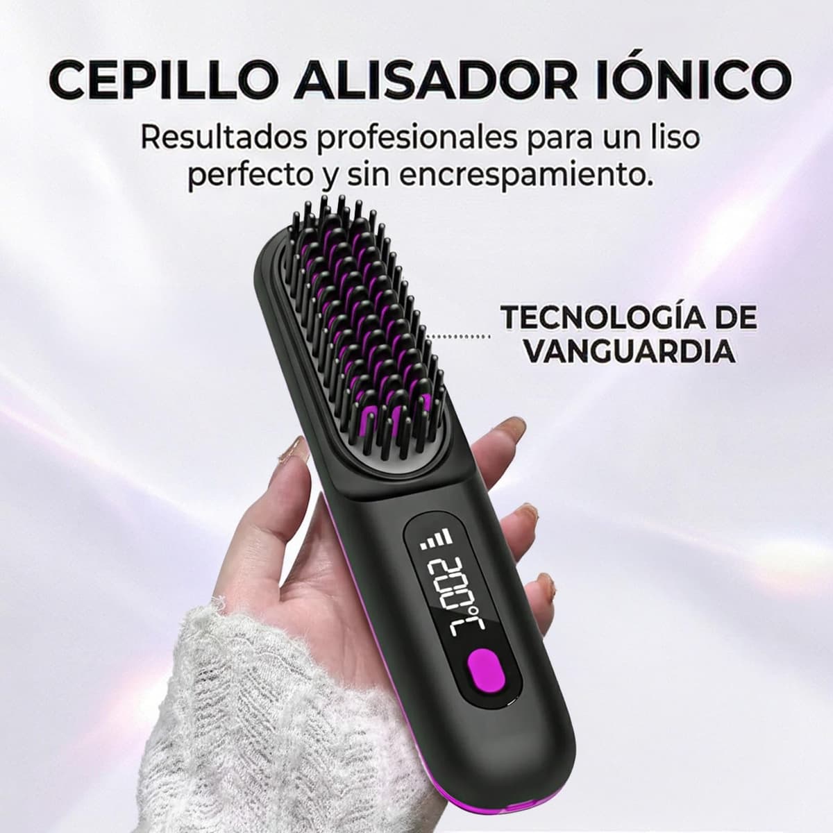 Cepillo Inalámbrico Pelo Suavelia para Cabello Corto, Cepillo Alisador con Calor Cerámico 3PX, Volumen Duradero, Sin Tirones ni Quemaduras, Recargable, Ideal para Pixie, Bob y Flequillo (Negro) — view 6