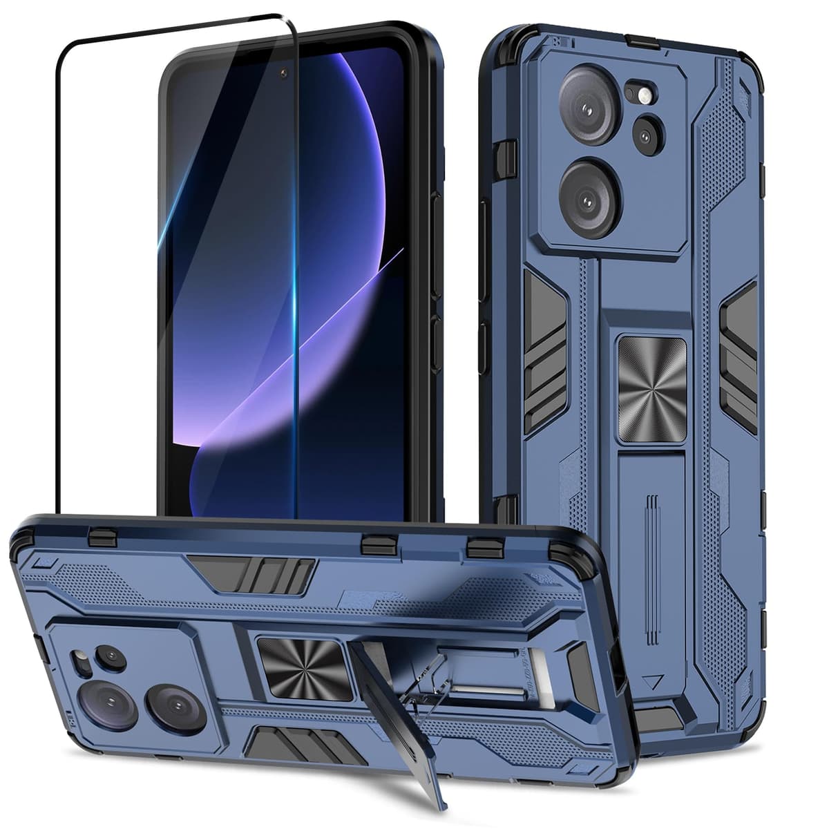 Funda para CMF Phone 2 Pro, Carcasa Antigolpes con Soporte anular metálico, Case Protectora de Grado Militar, Negro — view 1593