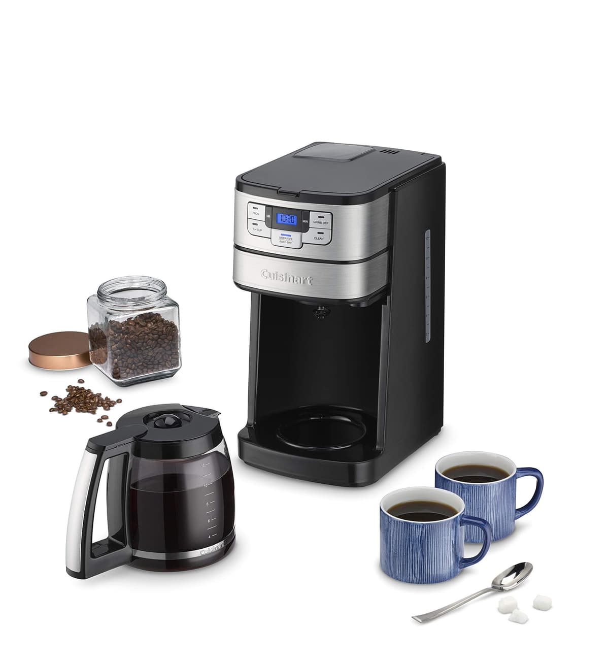 Cuisinart Automatic Grind & Brew 12-Cup Coffee Maker with Blade Grinder, Programmable Coffee Machine Glass Carafe with 1-4 Cup Setting, Brew Pause, Grind-Off Option, DGB-400NAS, Black/Stainless Steel — view 3