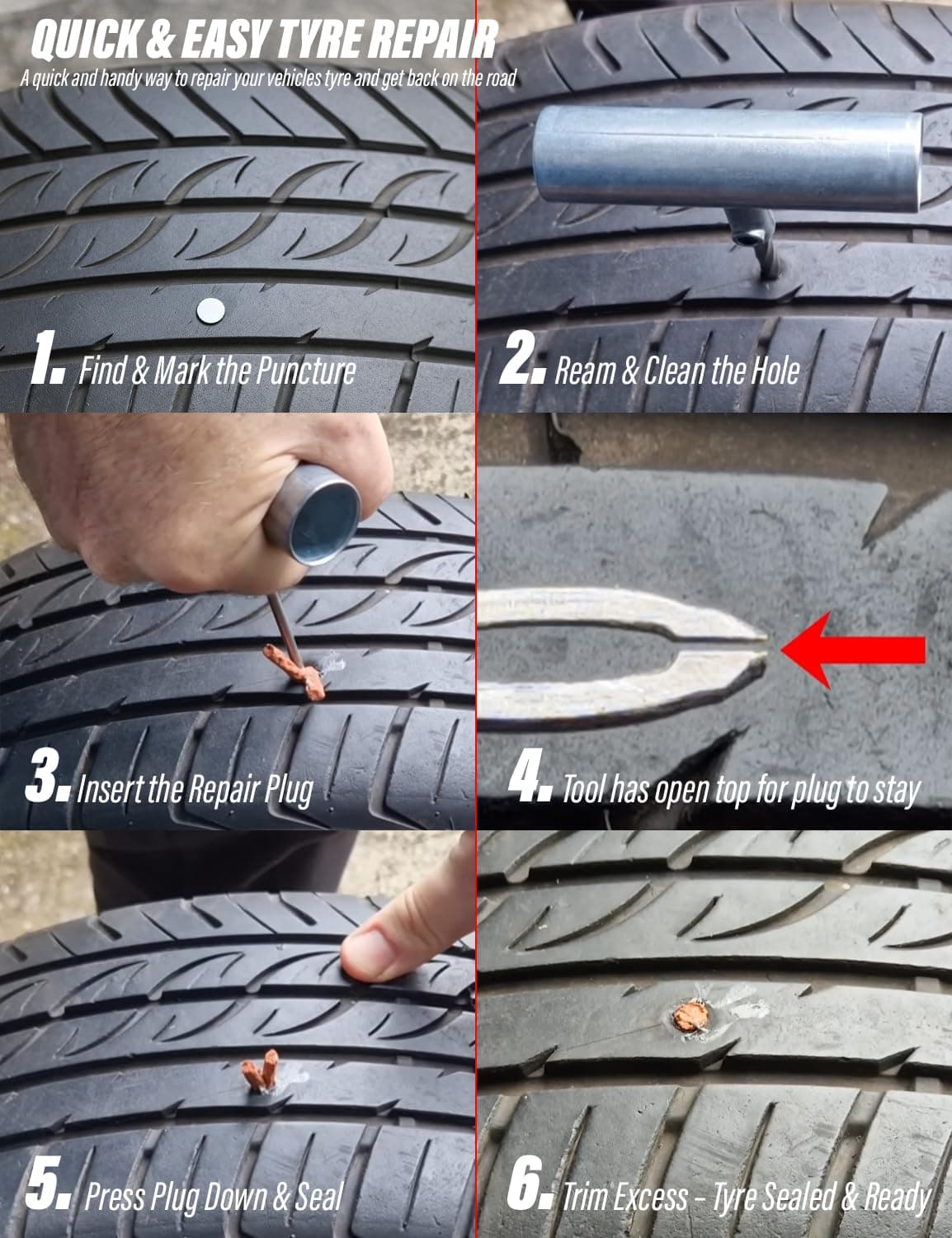 Xtremeauto 87pcs Tyre Repair Kit Heavy Duty Tyre Plug Kit Universal Tubeless Tyre Puncture Repair Kit with 50 Rubber Strips for Cars, Vans, Trucks, Motorcycles, ATV & Tractor — view 3