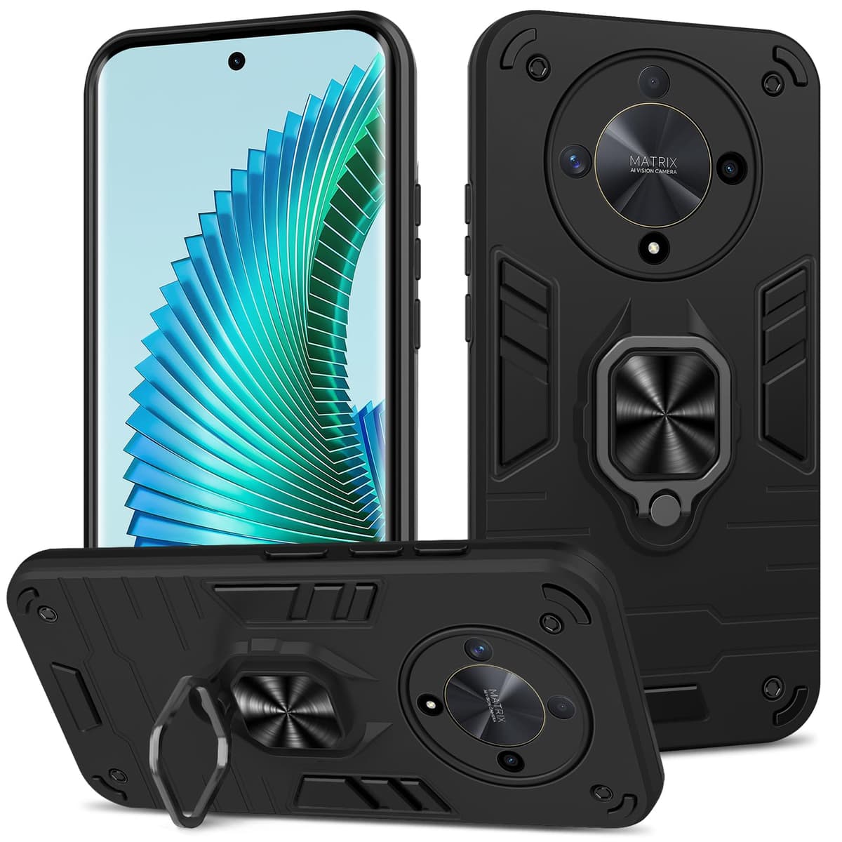 Funda para CMF Phone 2 Pro, Carcasa Antigolpes con Soporte anular metálico, Case Protectora de Grado Militar, Negro — view 126