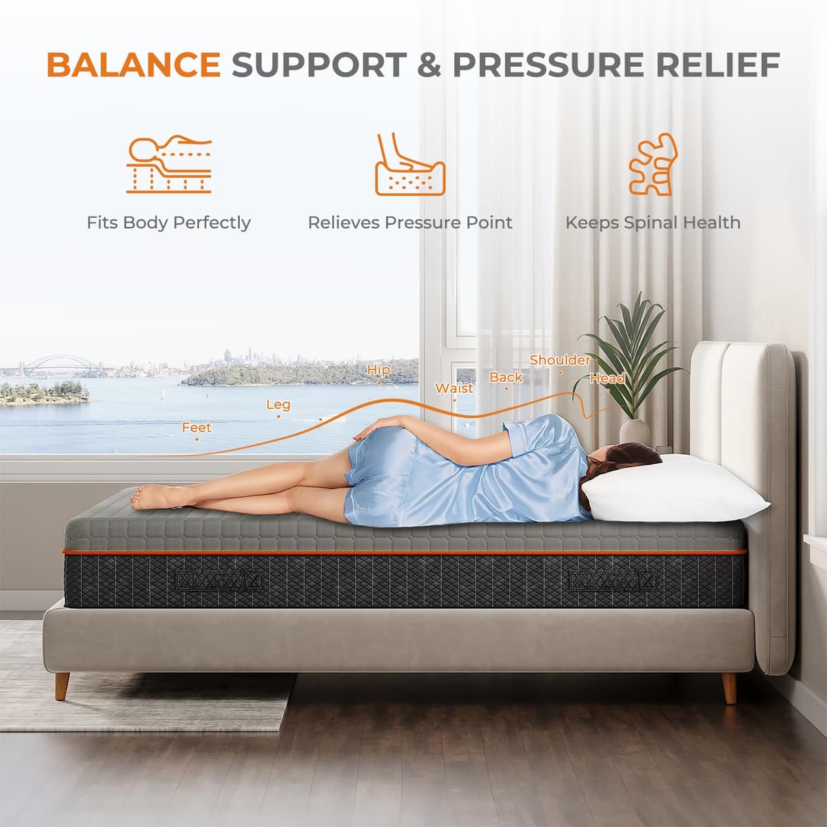 Uliyati Double Mattresses Memory Foam Mattress, Breathable Mattress for Cool Sleep & Pressure Relief - Medium Mattress, 135x190x20CM, CertiPUR-US Certified — view 3