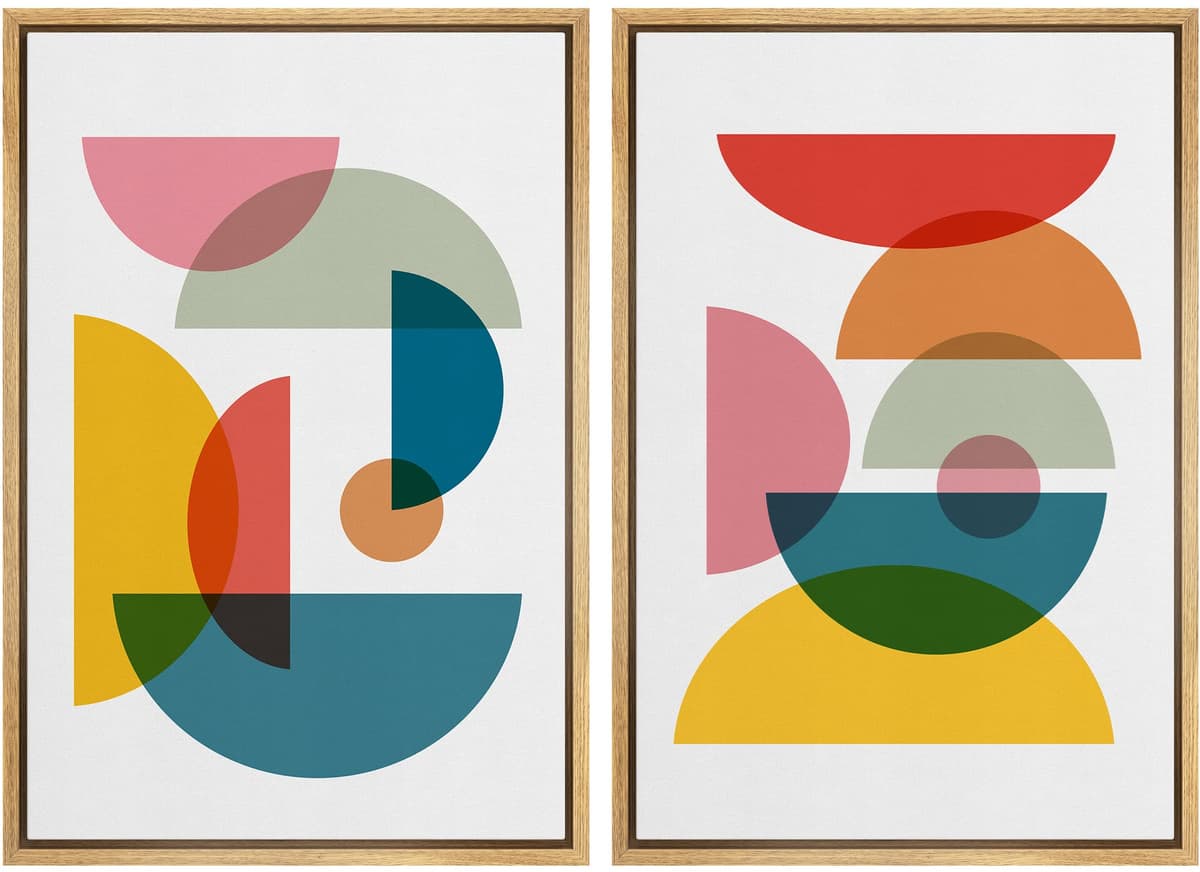 MUDECOR Framed Canvas Print Wall Art Set Watercolor Pastel Duotone Tan Landscape Abstract Shapes Illustrations Modern Art Decorative Contemporary for Living Room, Bedroom, Office - 24"x36"x2 Natural — view 143
