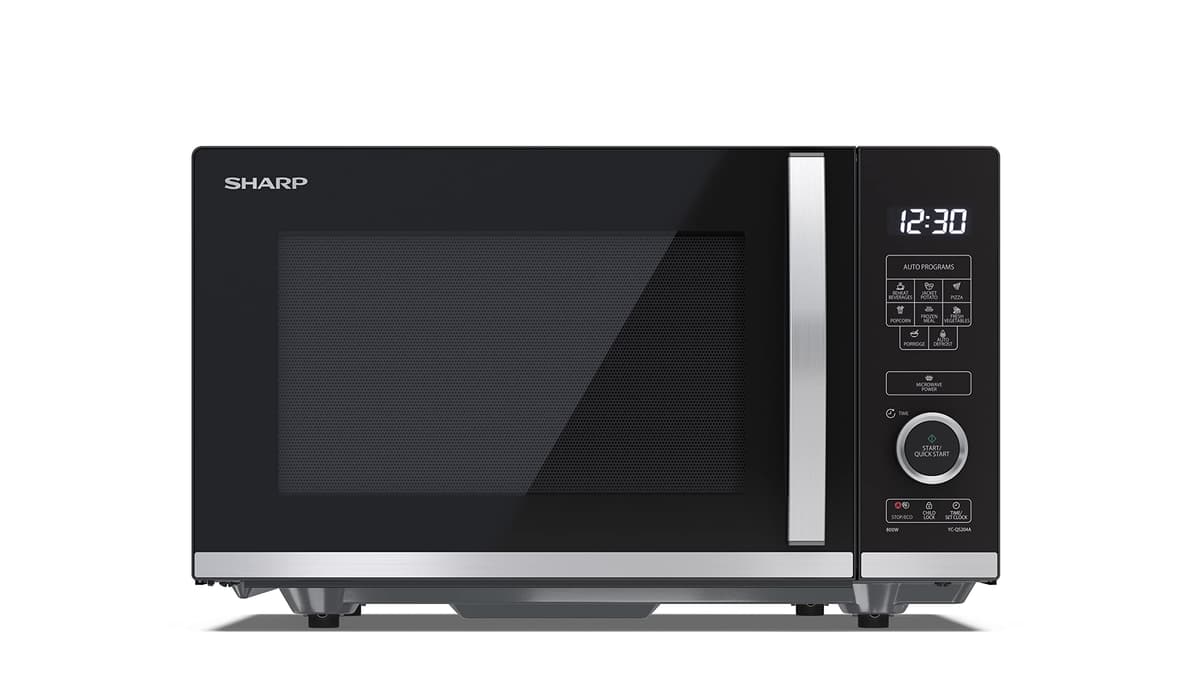 SHARP YC-QS204AU-B Compact 20 Litre 800W Digital FLATBED Microwave, 10 power levels, ECO Mode, defrost function, LED cavity light - Black — view 2