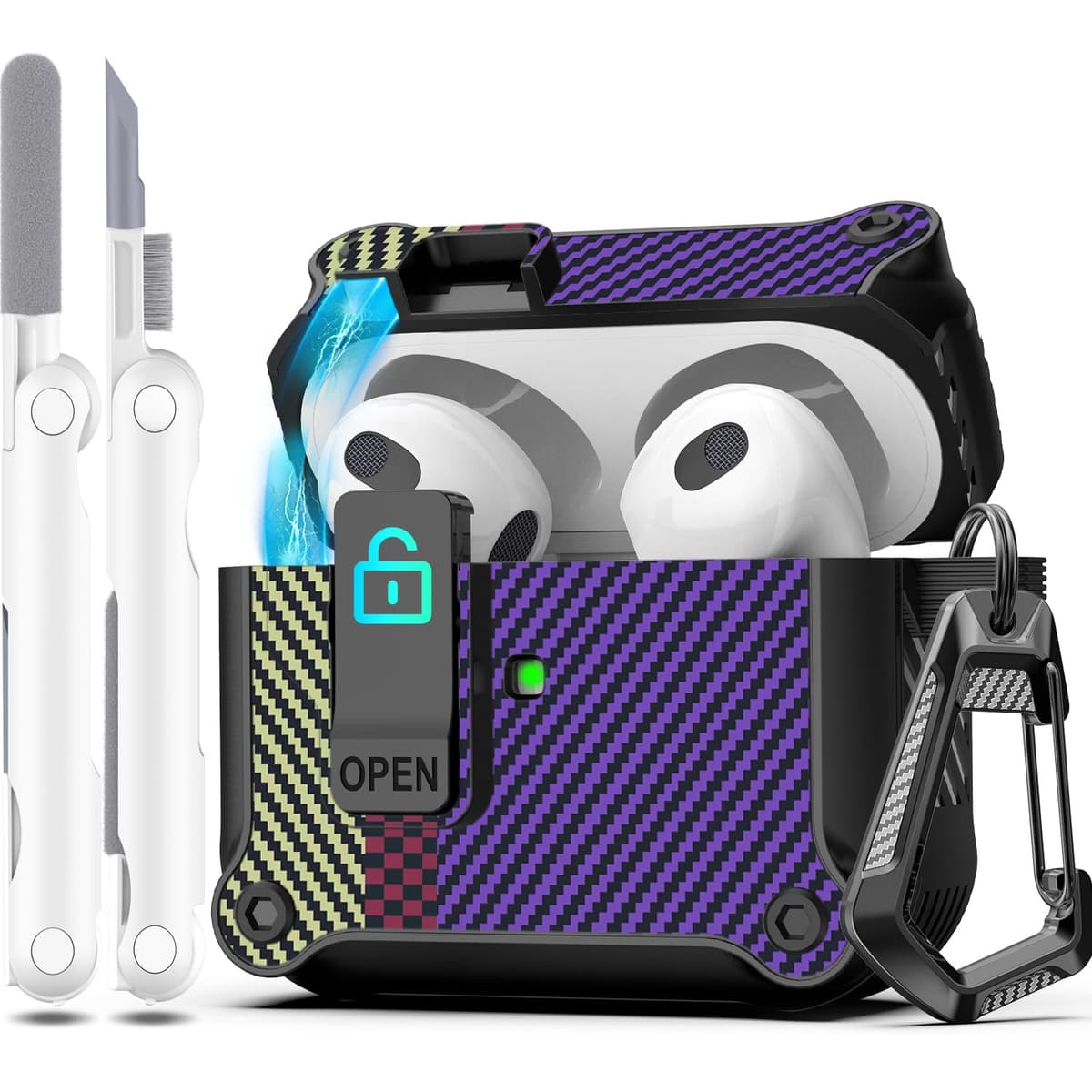 R-fun Compatible con AirPods Pro 2 Gen (Cubierta Auto emergente) con Kit de Limpieza, para Airpods Pro 2/1 Gen (2023/2022/2019), para Estuche Airpods Pro (USB-C/Lightning),Negro — view 18