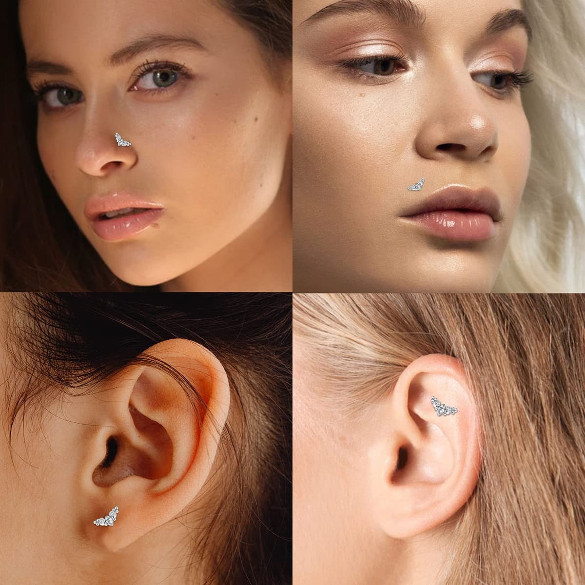 hengkaixuan 16G Titanium Labret Studs - Internally Threaded Flatback - Unisex - Silver - Piercing Jewellery — view 5