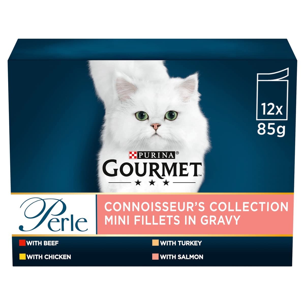 GOURMET Perle Chef's Collection Adult Wet Cat Food Mini Fillets in Gravy Variety Turkey, Tuna, Duck, Lamb 40 x 85g Pouches — view 7