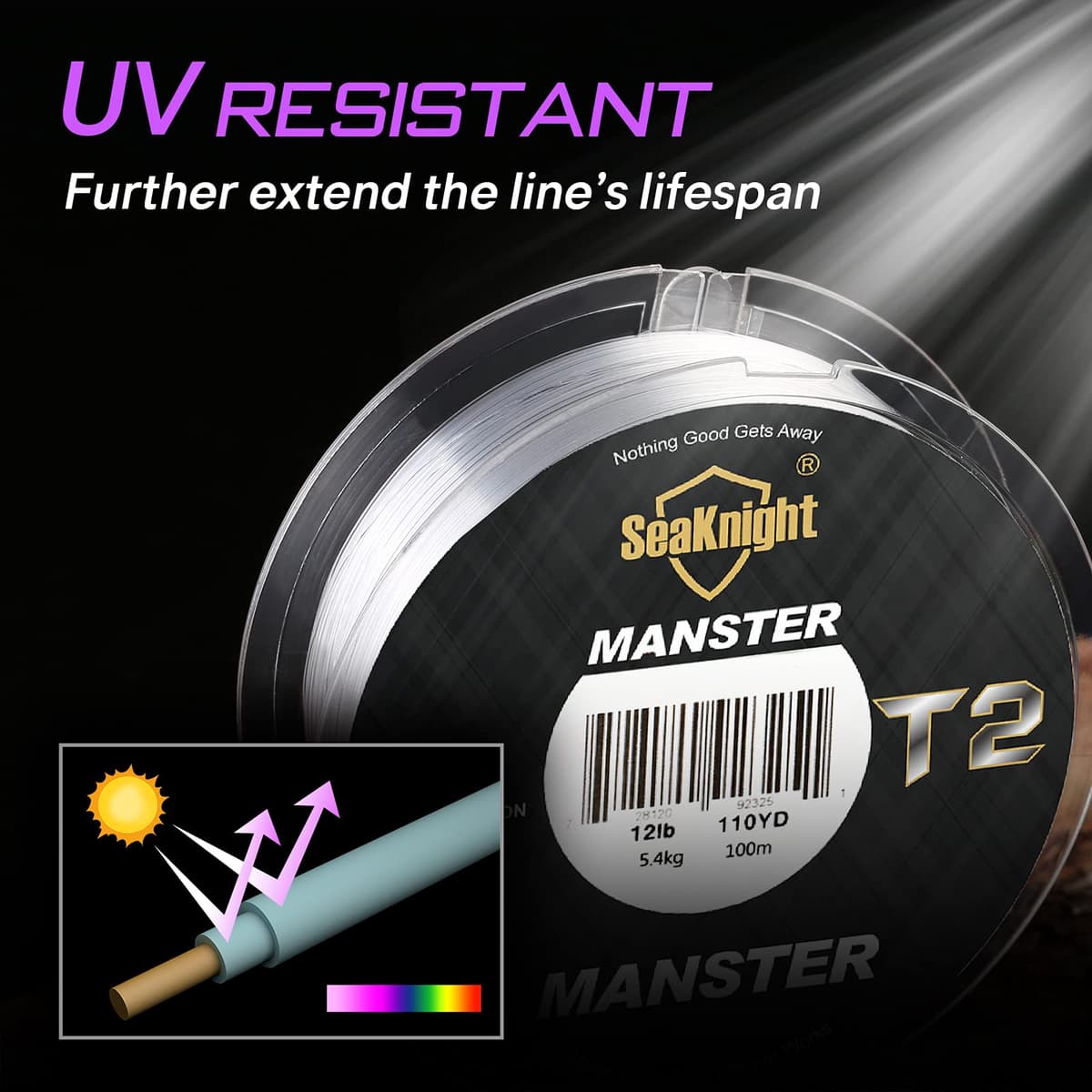 SeaKnight Línea Fluorocarbono 100m/110yds para Carpa, Monofilamento Transparente Invisible Líder de Hundimiento Rápido para Pesca en Mar 3-35LB — view 6