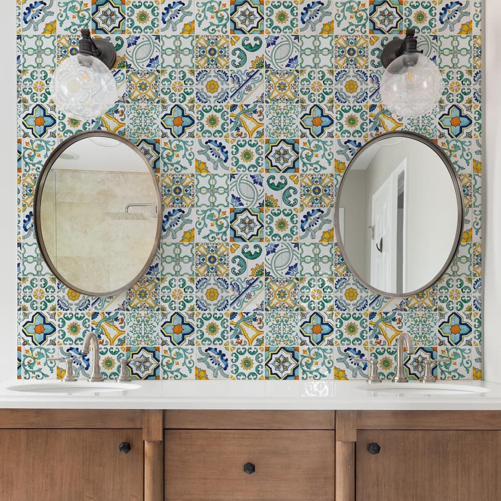 RE-COVERTILES - Pegatinas Azulejos Cocina y Baño Stickers de PVC Impermeables Antiarañazos Decoración de Pared Baldosas Peel and Stick - Modelo 24 Pzas 10x10 cm PS00179 Made in Italy — view 54
