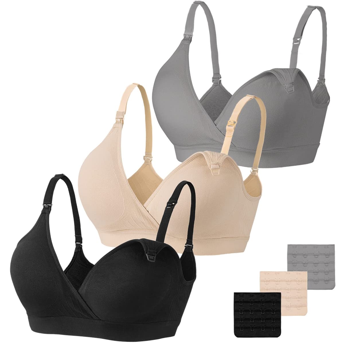 Vinfact Nursing Bra 3 Pack Seamless V Neck Maternity Bra Women Pregnancy Breastfeeding Bra