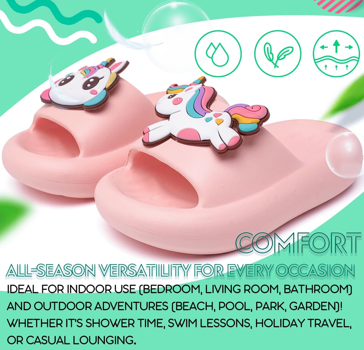 Vunavueya Chanclas de Baño Antideslizantes para Niños y Niñas - Ultraligeras <150g (Tallas 22/23 EU) - 20-36 EU, Sandalias Zapatillas EVA para Baño, Playa, Piscina, Jardín Interior y Exterior — view 4