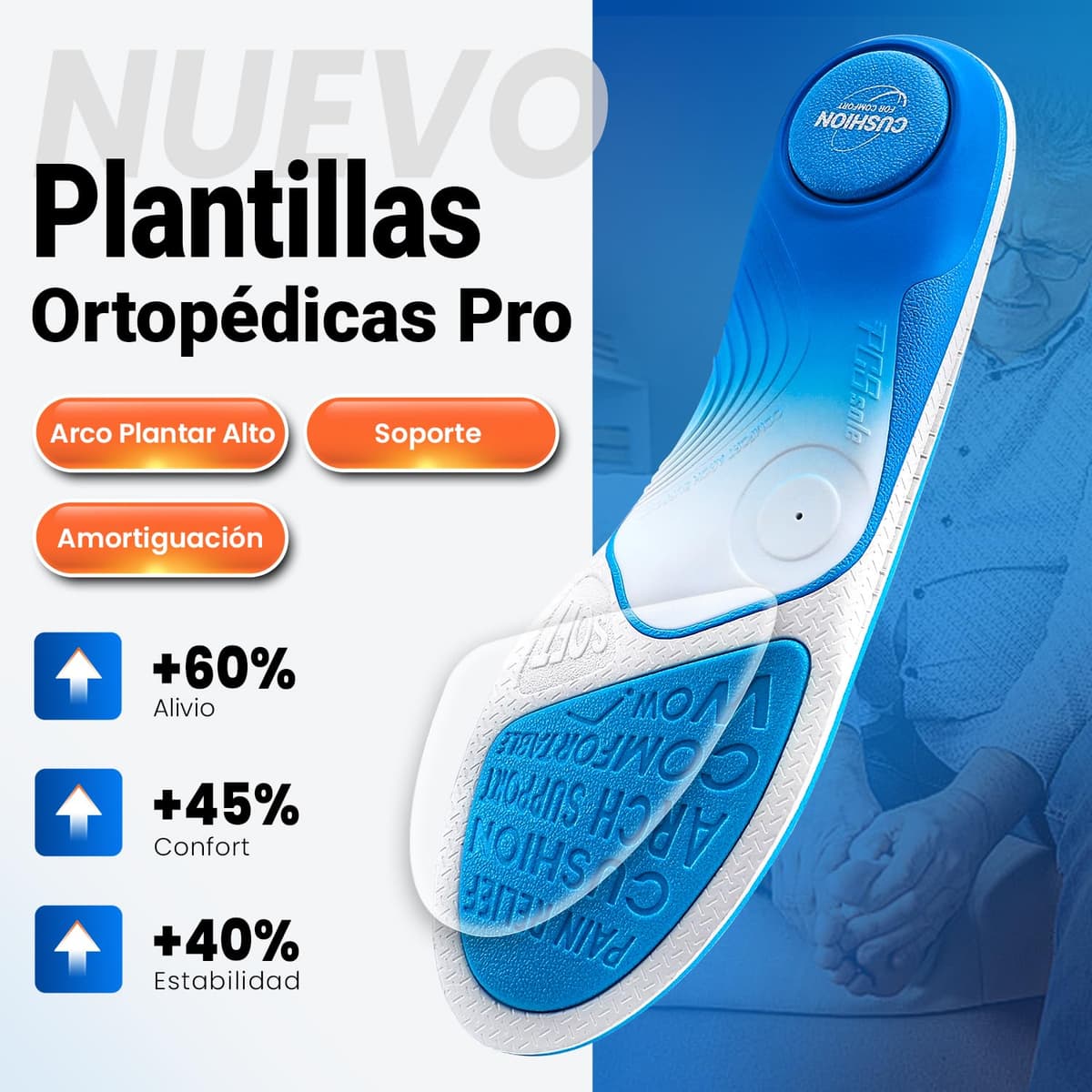 PCSsole Plantillas Ortopédicas Gen 2 | Para Espolón Calcáneo, Pie Plano & Molestias en los Pies | Ideal para Jornadas Enteras de Pie — view 2