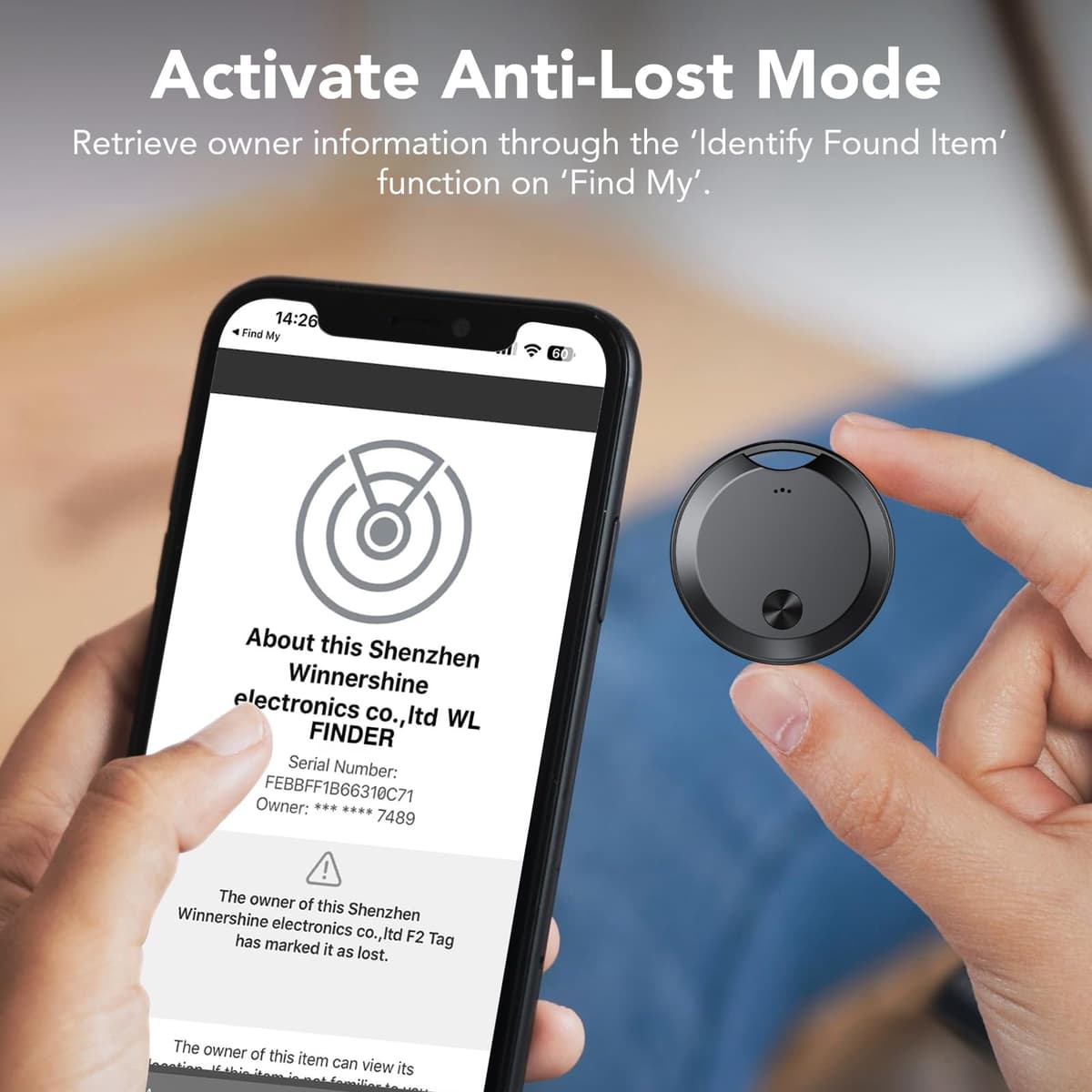 Air Tracker Tags-4 Pack: Smart Bluetooth Tracker, Item Finder Works with Apple Find My (iOS Only) App, Trakcer Tag Locator for Keys, Luggage, Satchel, Backpack etc. (Not for Android Devices) — view 7