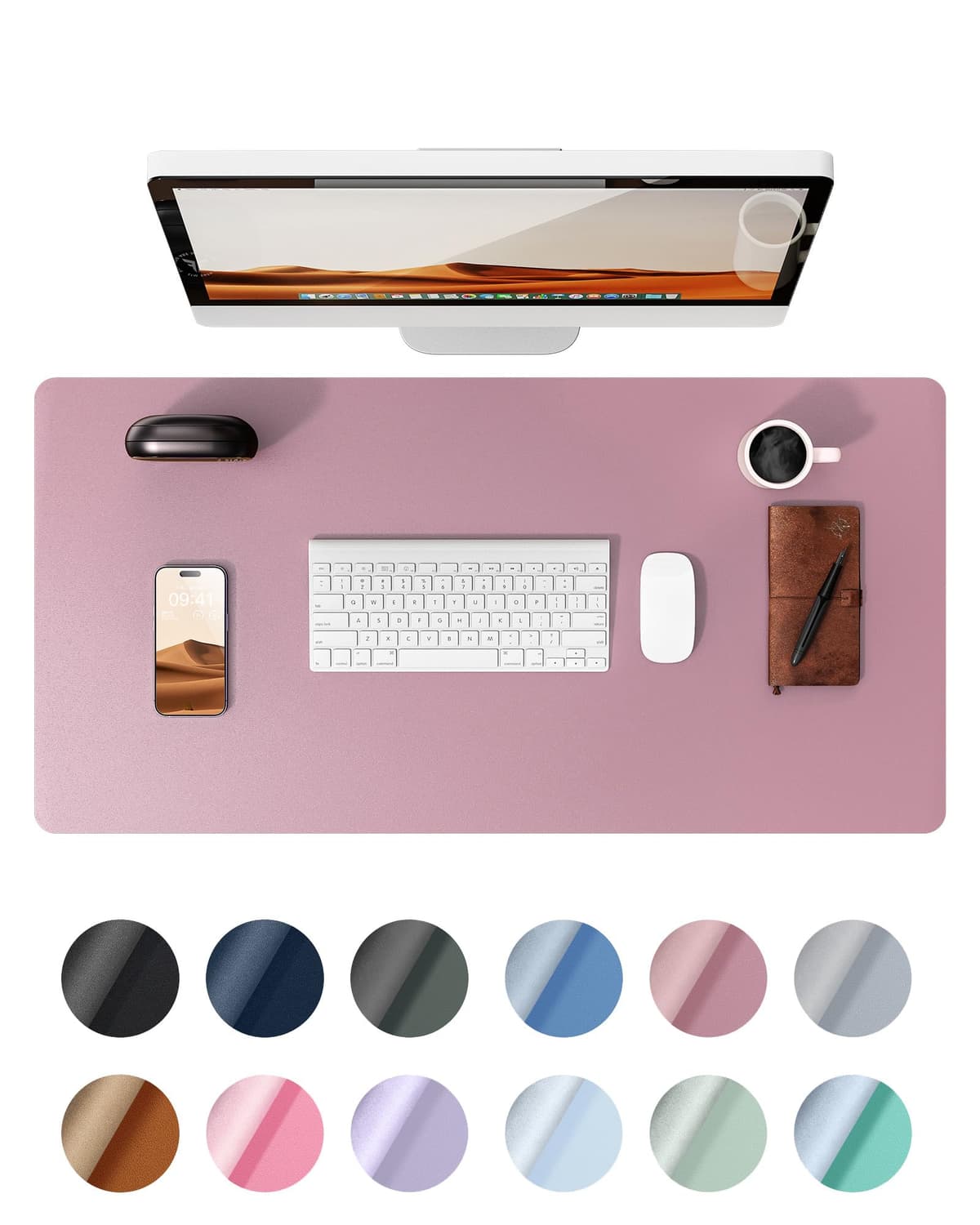 YSAGi Leather Desk Mat, Large Mouse Mat, Non-Slip Desk Pad, Waterproof Leather Table Protector Writing Pad for Office and Home (60 x 35 cm, Black) — view 25