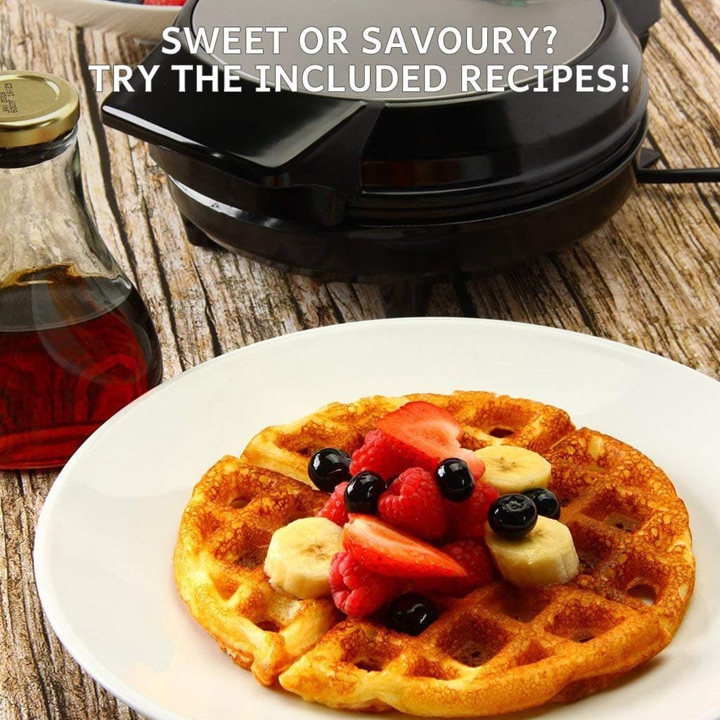 Global Gourmet - FULL SIZE American Waffle Maker Iron Machine 700W I Electric I Stainless Steel Mould I Non-Stick Coating I Recipes I Deep Cooking Plates I Adjustable Temperature Control - Black — view 3