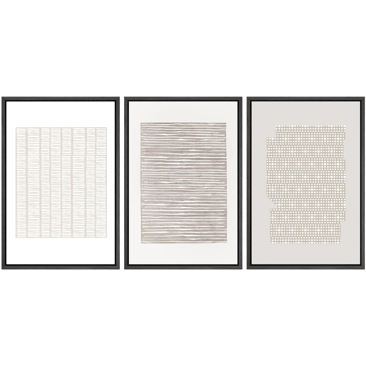 SIGNWIN Framed Canvas Print Wall Art Set Blue White Grunge Geometric Pattern Abstract Shapes Cozy Neutral Decorative Contemporary Minimal for Living Room, Bedroom, Office - 24"x36"x3 Natural — view 70