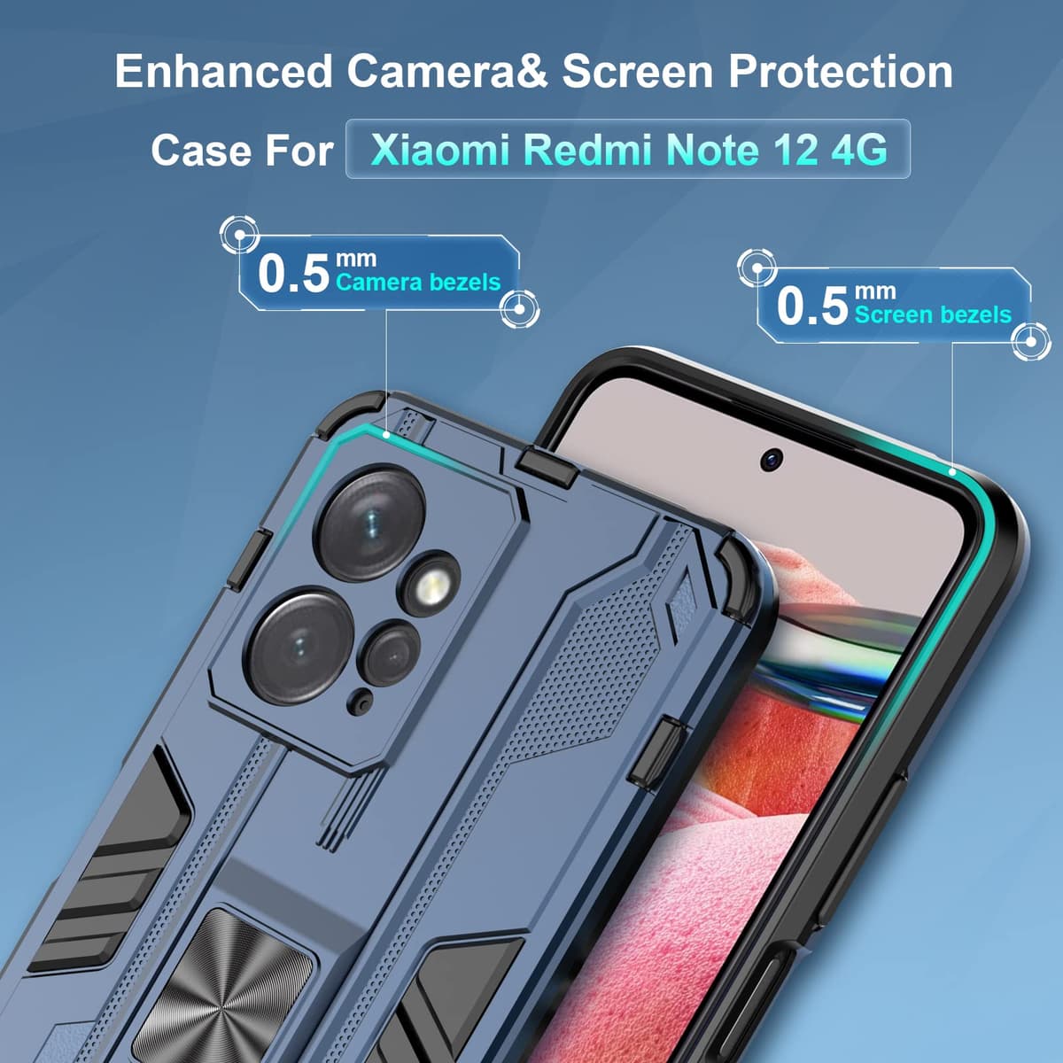 Funda para CMF Phone 2 Pro, Carcasa Antigolpes con Soporte anular metálico, Case Protectora de Grado Militar, Negro — view 1283