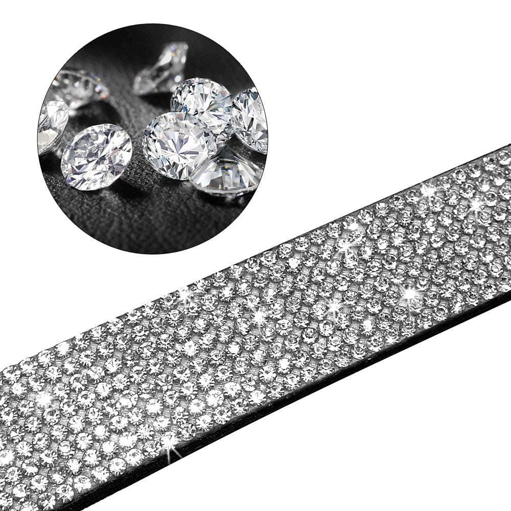 Rhinestone Dog Collar, Cute Dazzling Sparkling Soft Suede Leather Dog Cat Rhinestone Collar Crystal Diamond Pet Dog Puppy Collar (S, Purple-6) — view 4