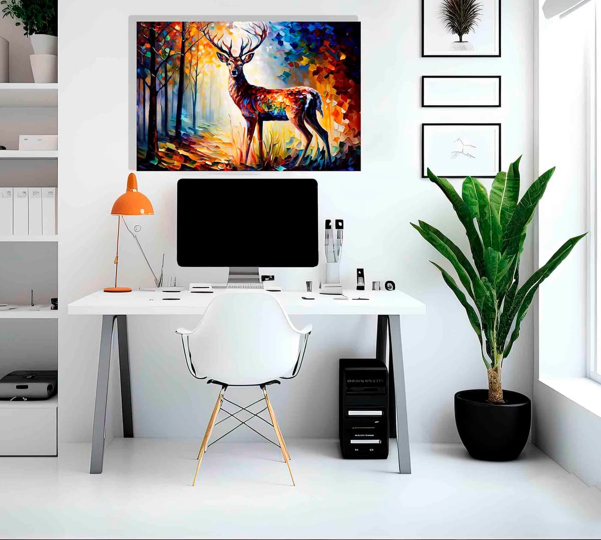 Artley Prints - Majestic Deer in Forest Colourful Canvas Pictures for Walls - Art for Living Room Abstract Animal Artwork Prints, 51 x 35cm (20 x 14 inches) — view 5