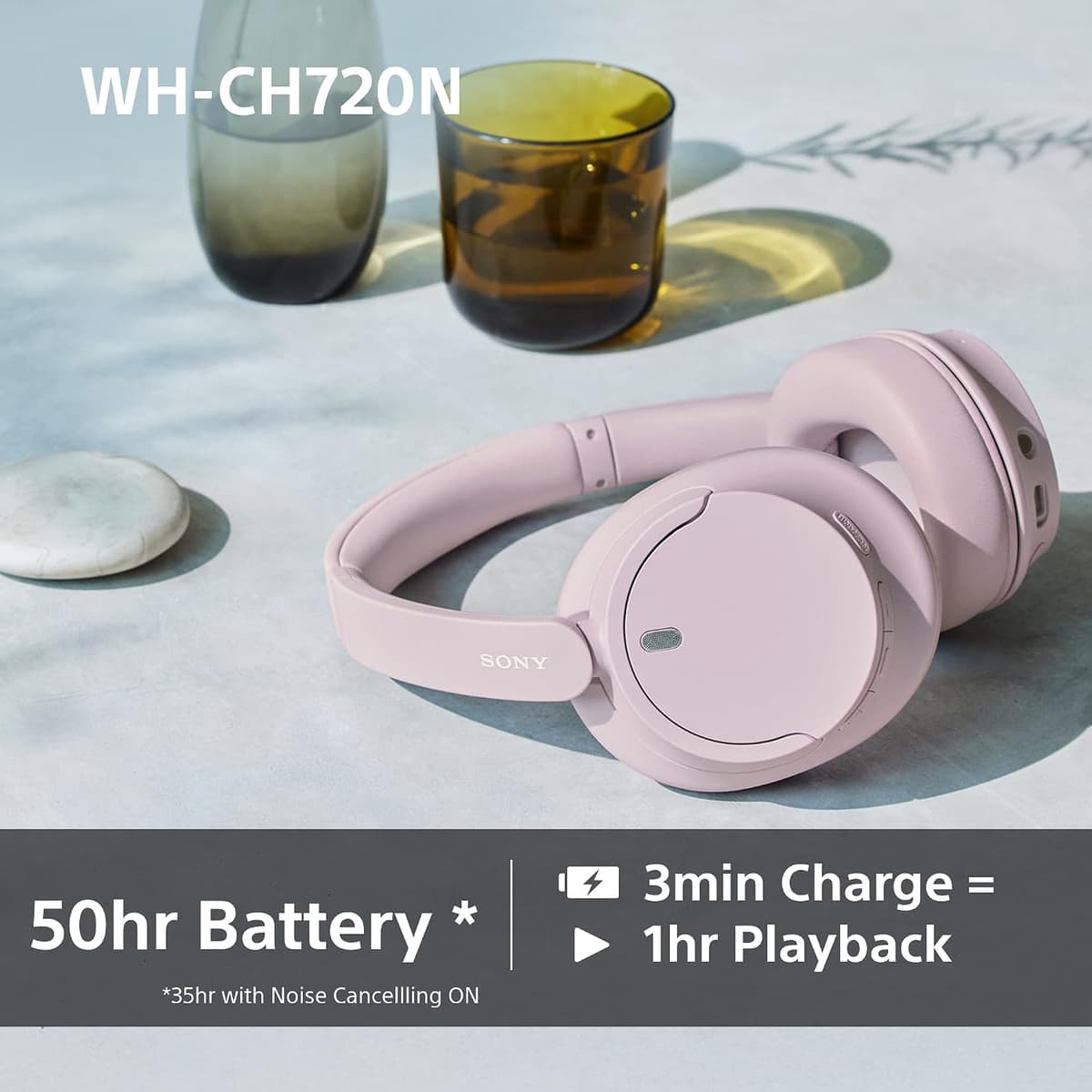 Sony WH-CH720N Wireless Bluetooth Noise Cancelling Over-Ear Headphones, Ambient Sound Mode, Lightweight Design, up to 50 hr battery life, iOS & Android - Blue — view 4